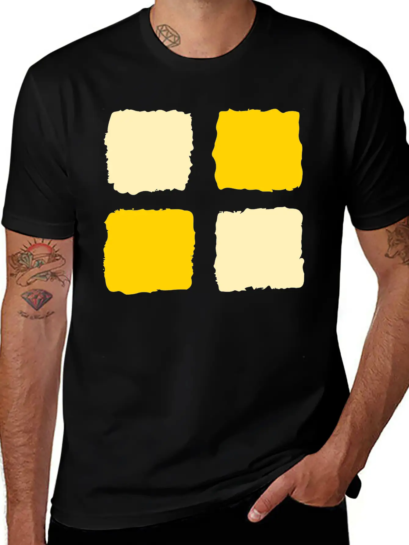 Yellow Squares 1 Unisex Short Sleeve Soft Cotton T-Shirt – Casual Everyday Wear