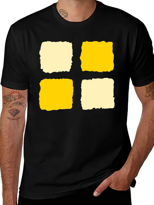 Yellow Squares 1 Unisex Short Sleeve Soft Cotton T-Shirt – Casual Everyday Wear