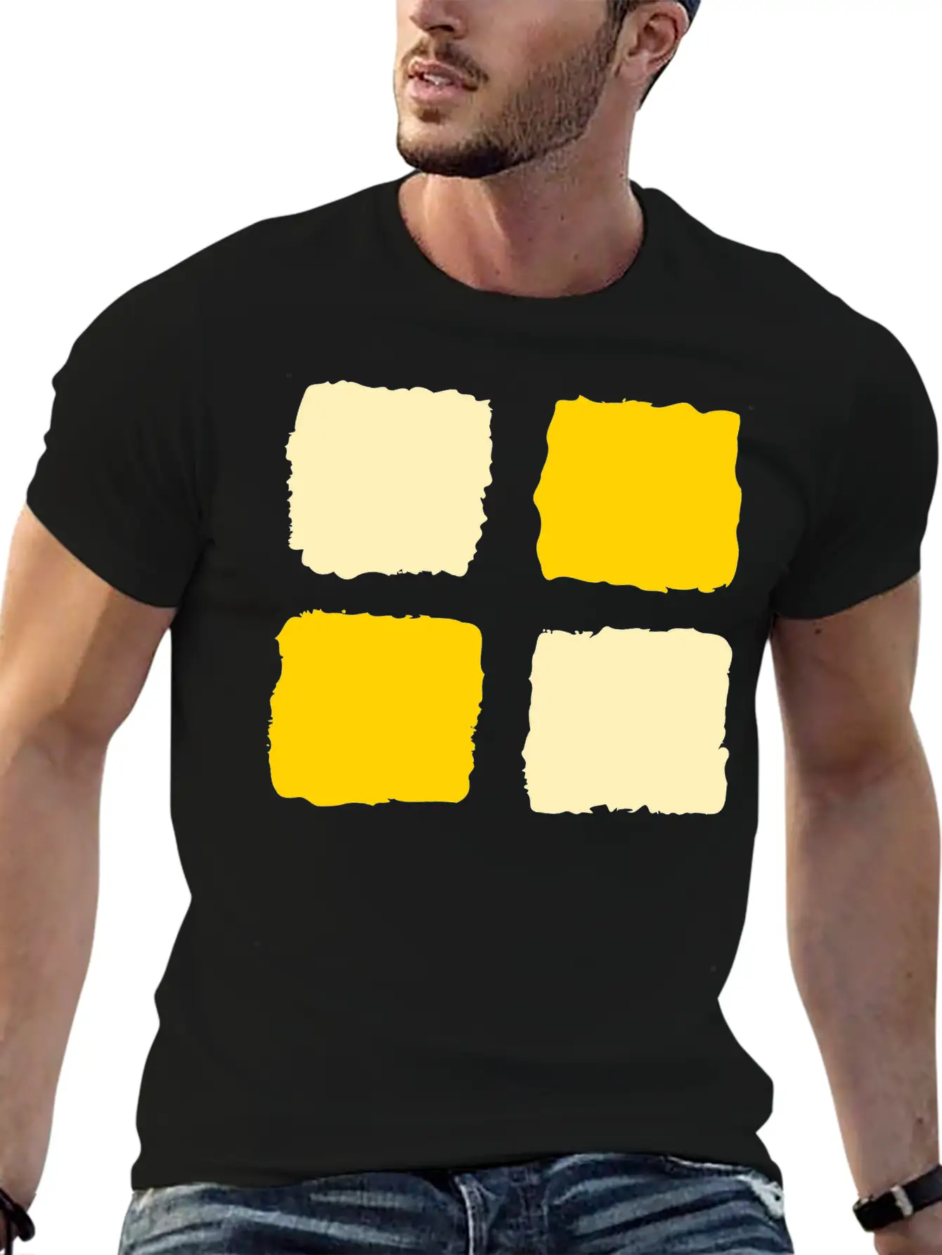 Yellow Squares 1 Unisex Short Sleeve Soft Cotton T-Shirt – Casual Everyday Wear