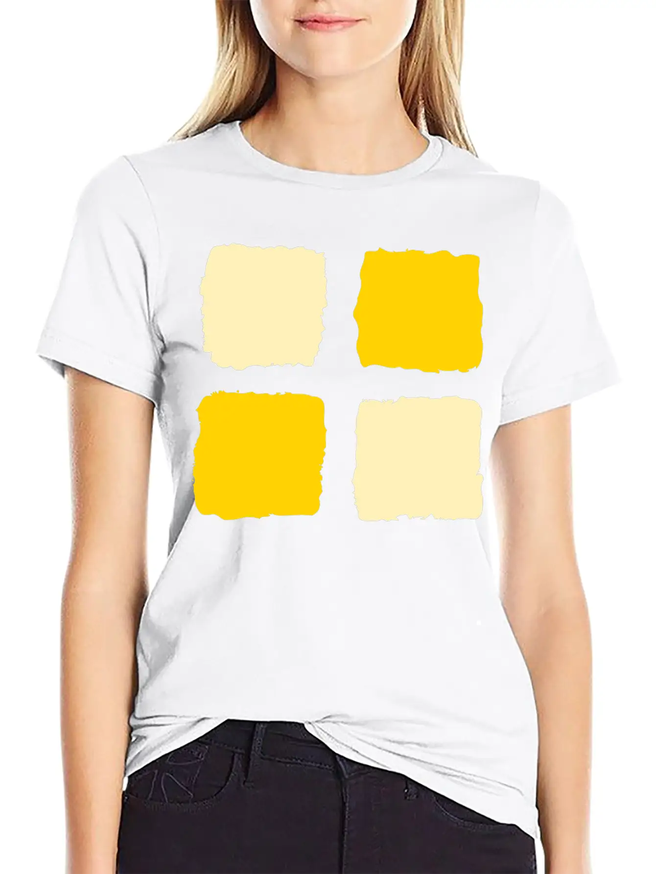 Yellow Squares 1 Unisex Short Sleeve Soft Cotton T-Shirt – Casual Everyday Wear