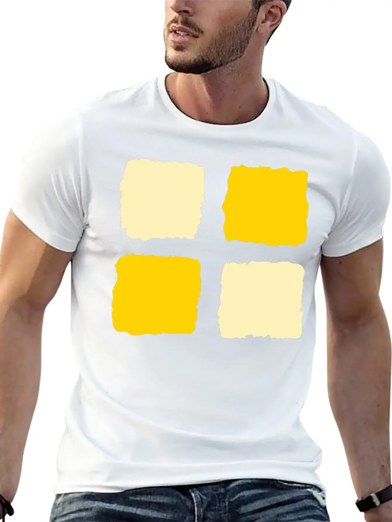 Yellow Squares 1 Unisex Short Sleeve Soft Cotton T-Shirt – Casual Everyday Wear