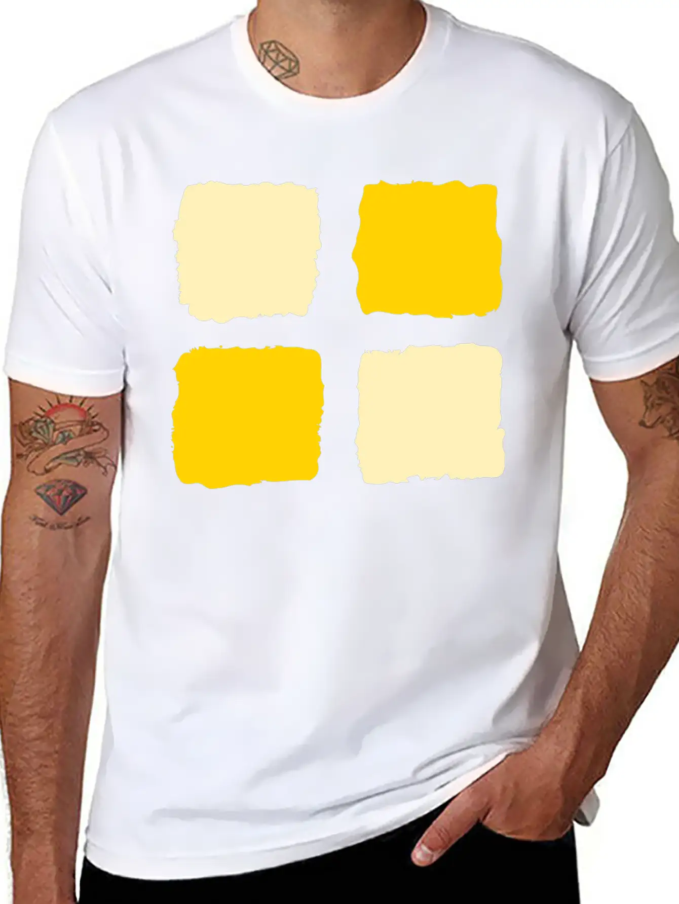 Yellow Squares 1 Unisex Short Sleeve Soft Cotton T-Shirt – Casual Everyday Wear