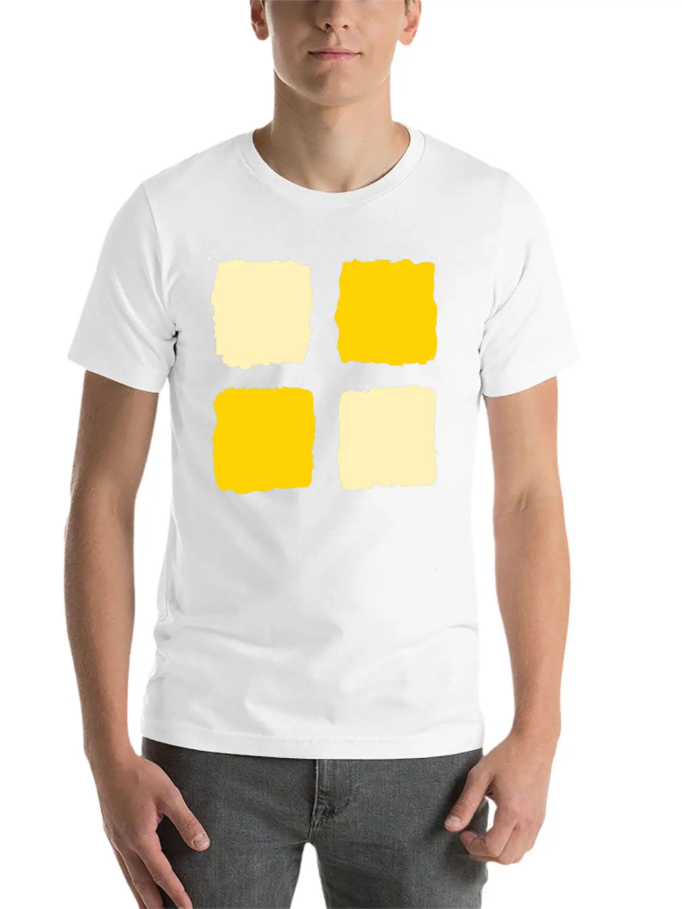 Yellow Squares 1 Unisex Short Sleeve Soft Cotton T-Shirt – Casual Everyday Wear