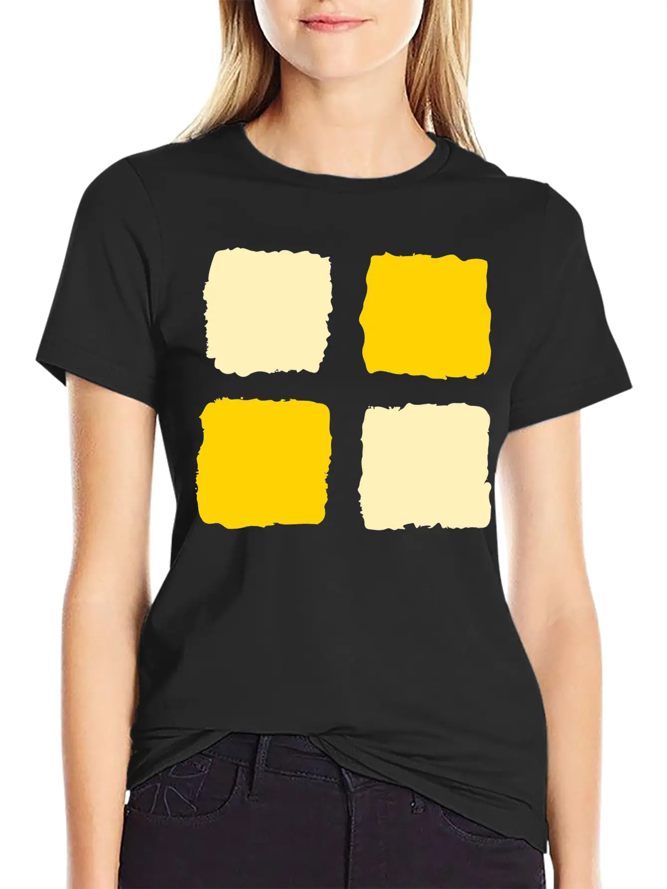 Yellow Squares 1 Unisex Short Sleeve Soft Cotton T-Shirt – Casual Everyday Wear