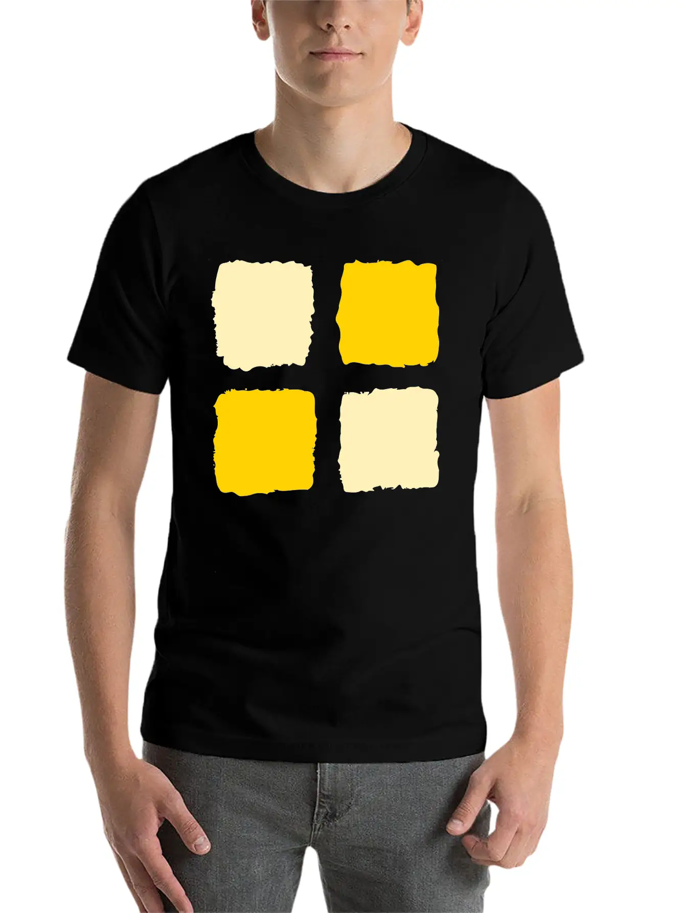 Yellow Squares 1 Unisex Short Sleeve Soft Cotton T-Shirt – Casual Everyday Wear