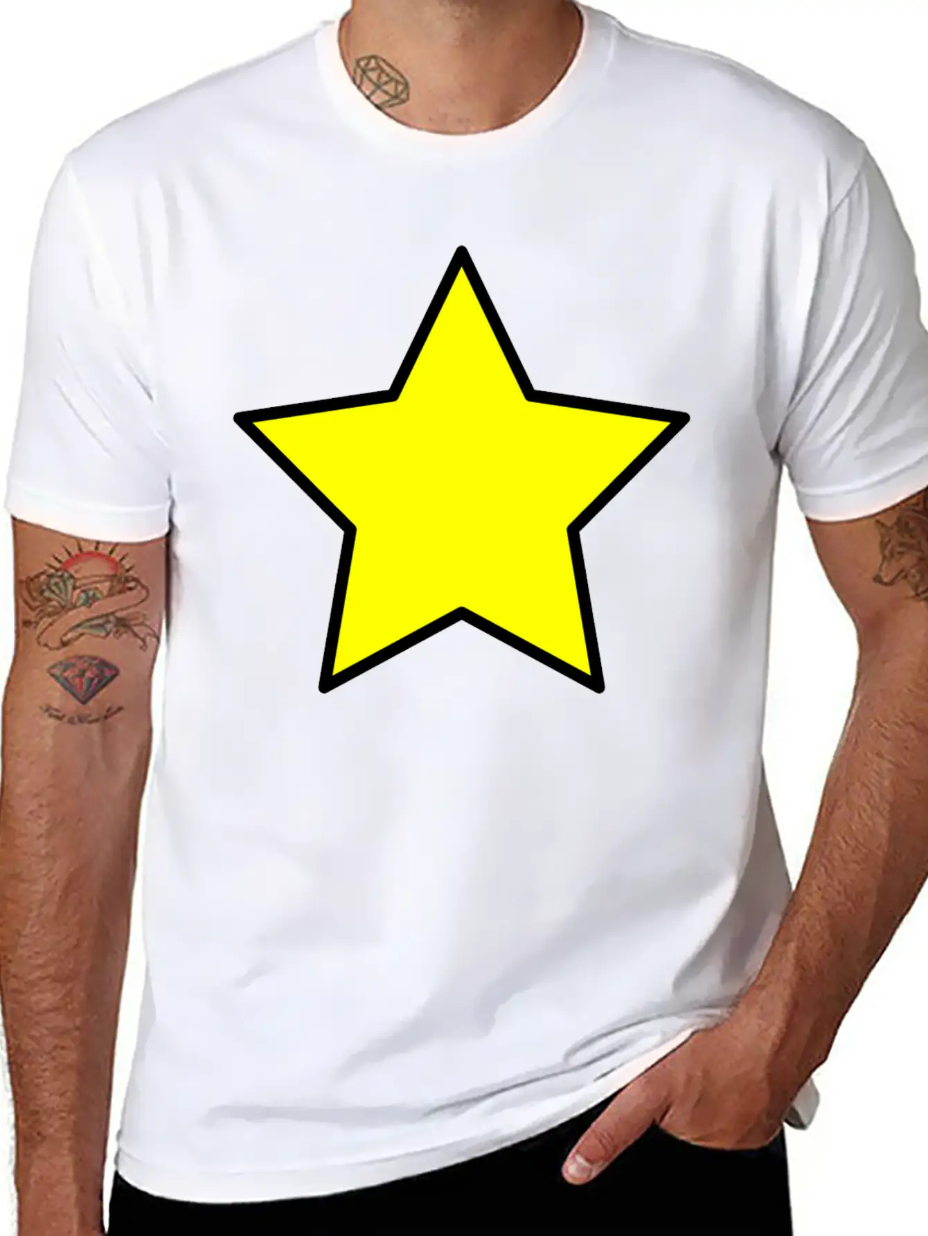 Yellow Star Unisex Short Sleeve Soft Cotton T-Shirt – Casual Everyday Wear