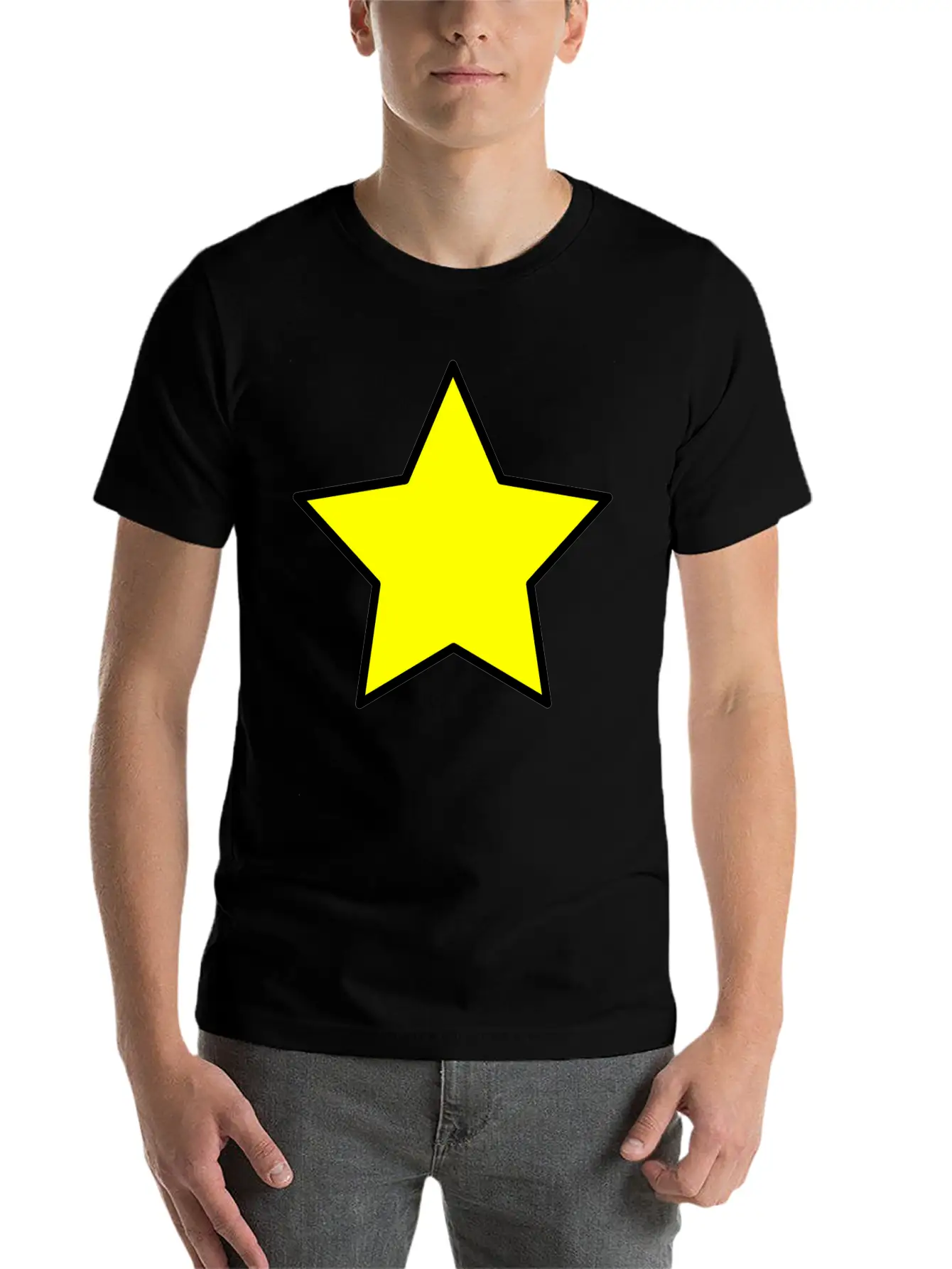 Yellow Star Unisex Short Sleeve Soft Cotton T-Shirt – Casual Everyday Wear