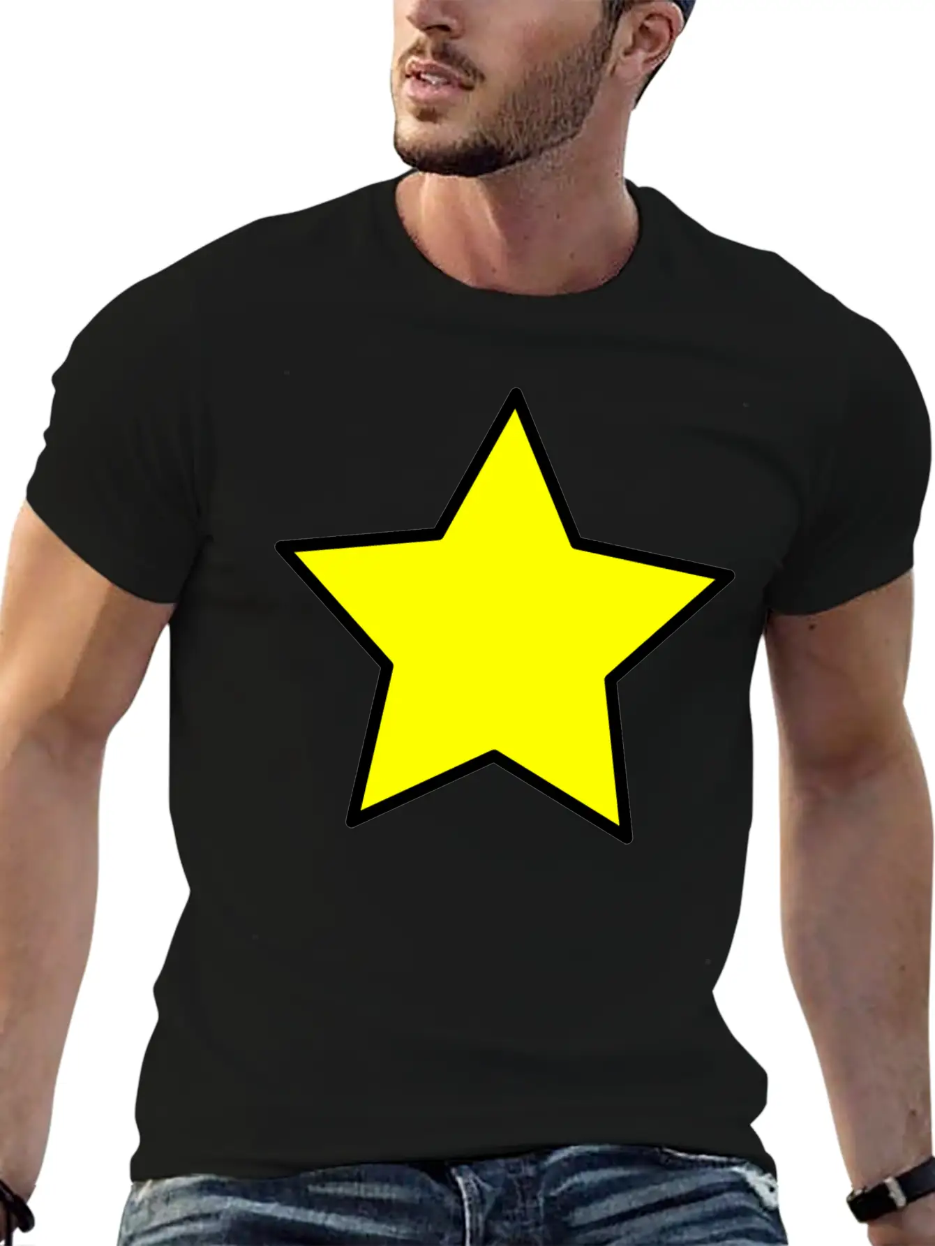 Yellow Star Unisex Short Sleeve Soft Cotton T-Shirt – Casual Everyday Wear
