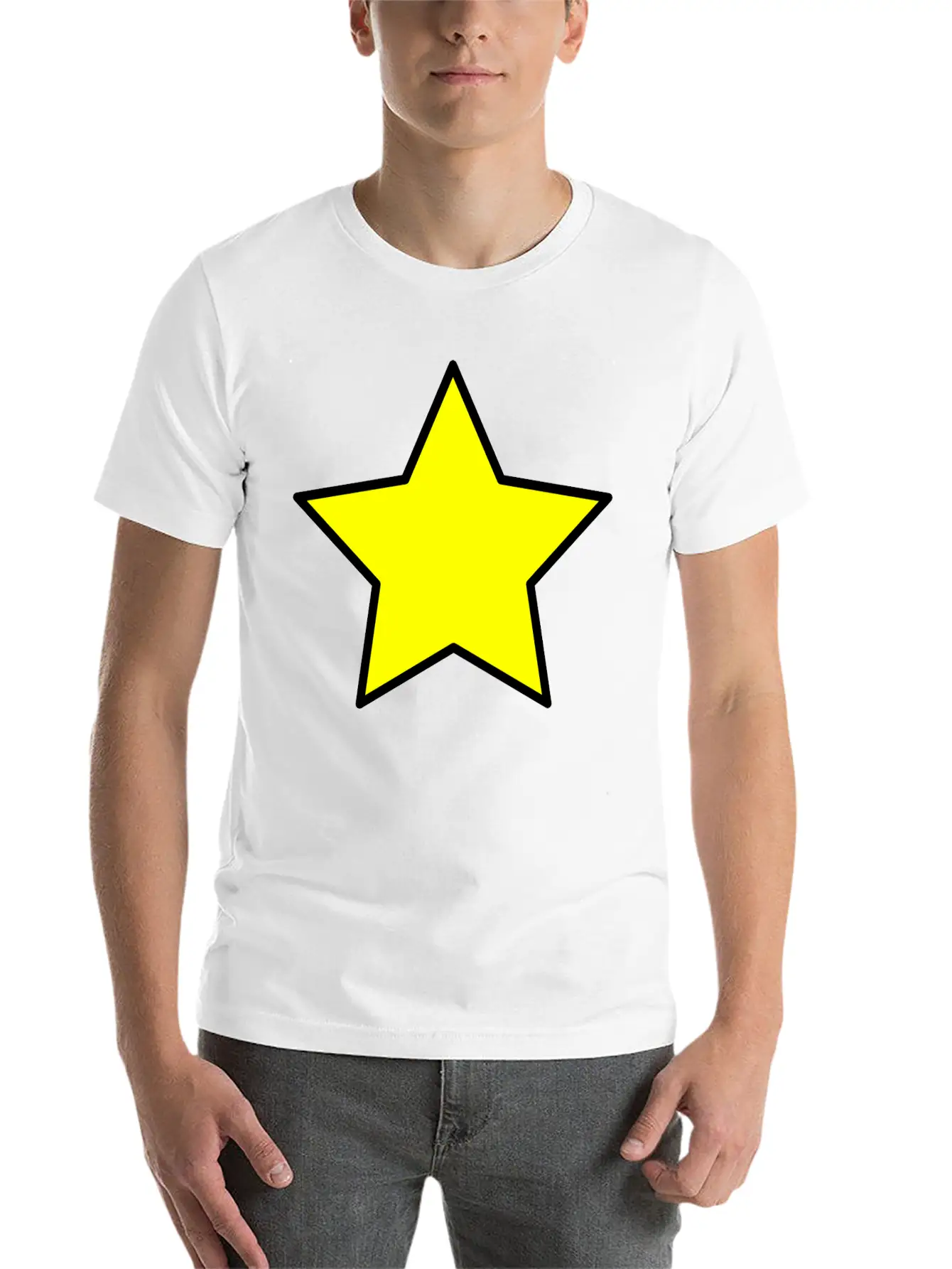 Yellow Star Unisex Short Sleeve Soft Cotton T-Shirt – Casual Everyday Wear