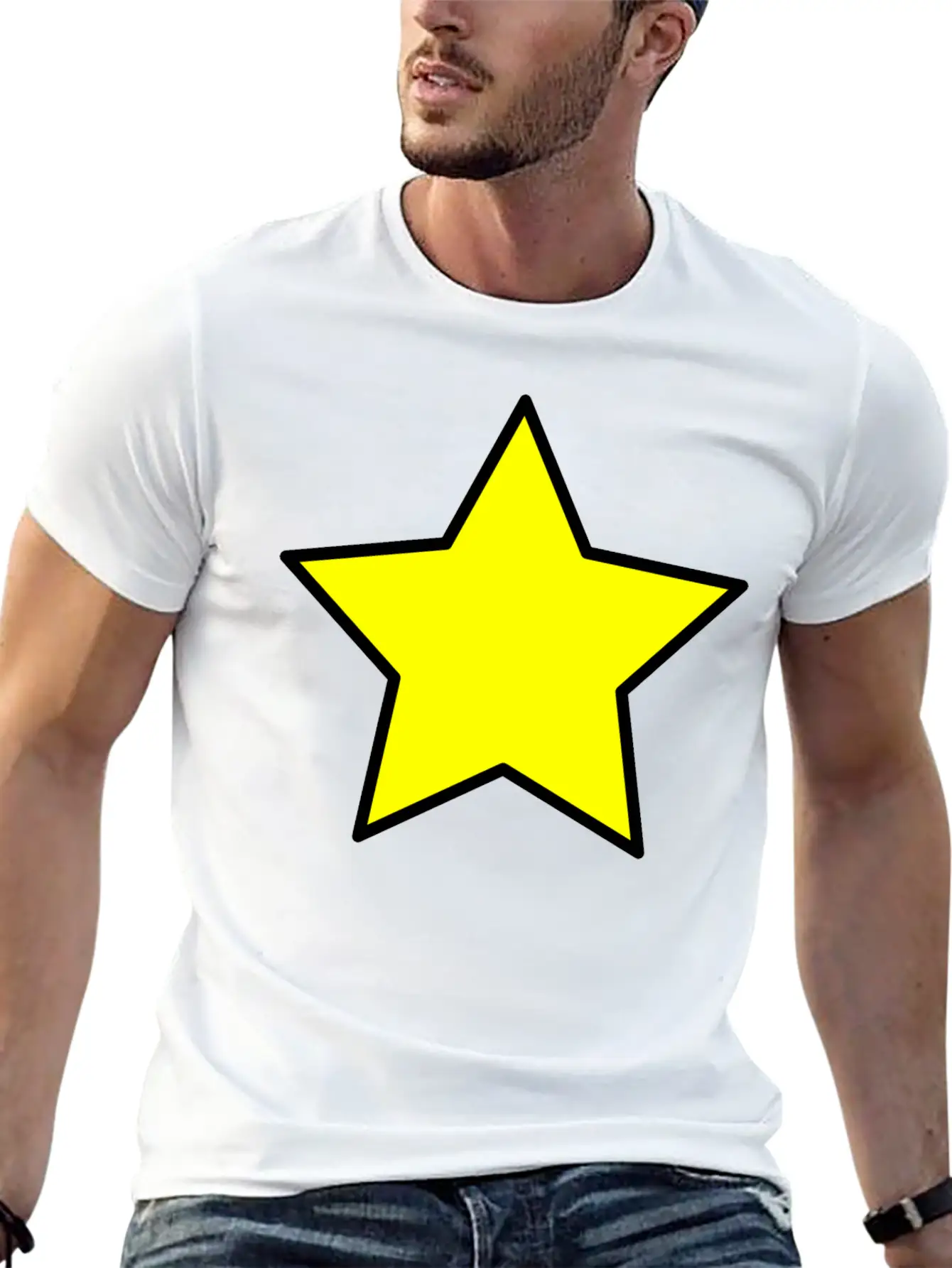 Yellow Star Unisex Short Sleeve Soft Cotton T-Shirt – Casual Everyday Wear