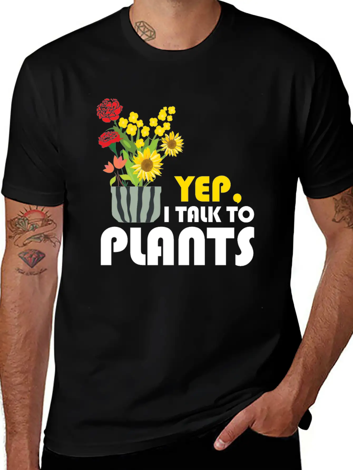 Yep I Talk To Plants Gardener Gardening Funny Gift Unisex Short Sleeve Soft Cotton T-Shirt – Casual Everyday Wear