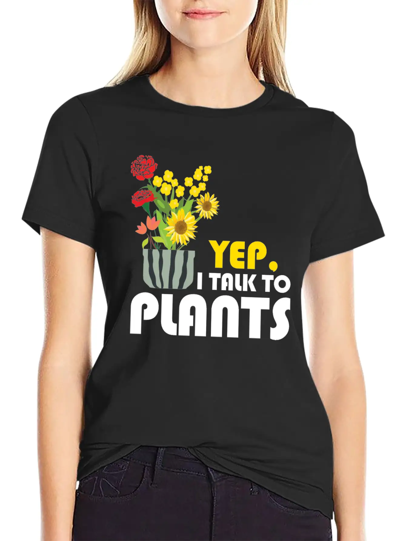 Yep I Talk To Plants Gardener Gardening Funny Gift Unisex Short Sleeve Soft Cotton T-Shirt – Casual Everyday Wear