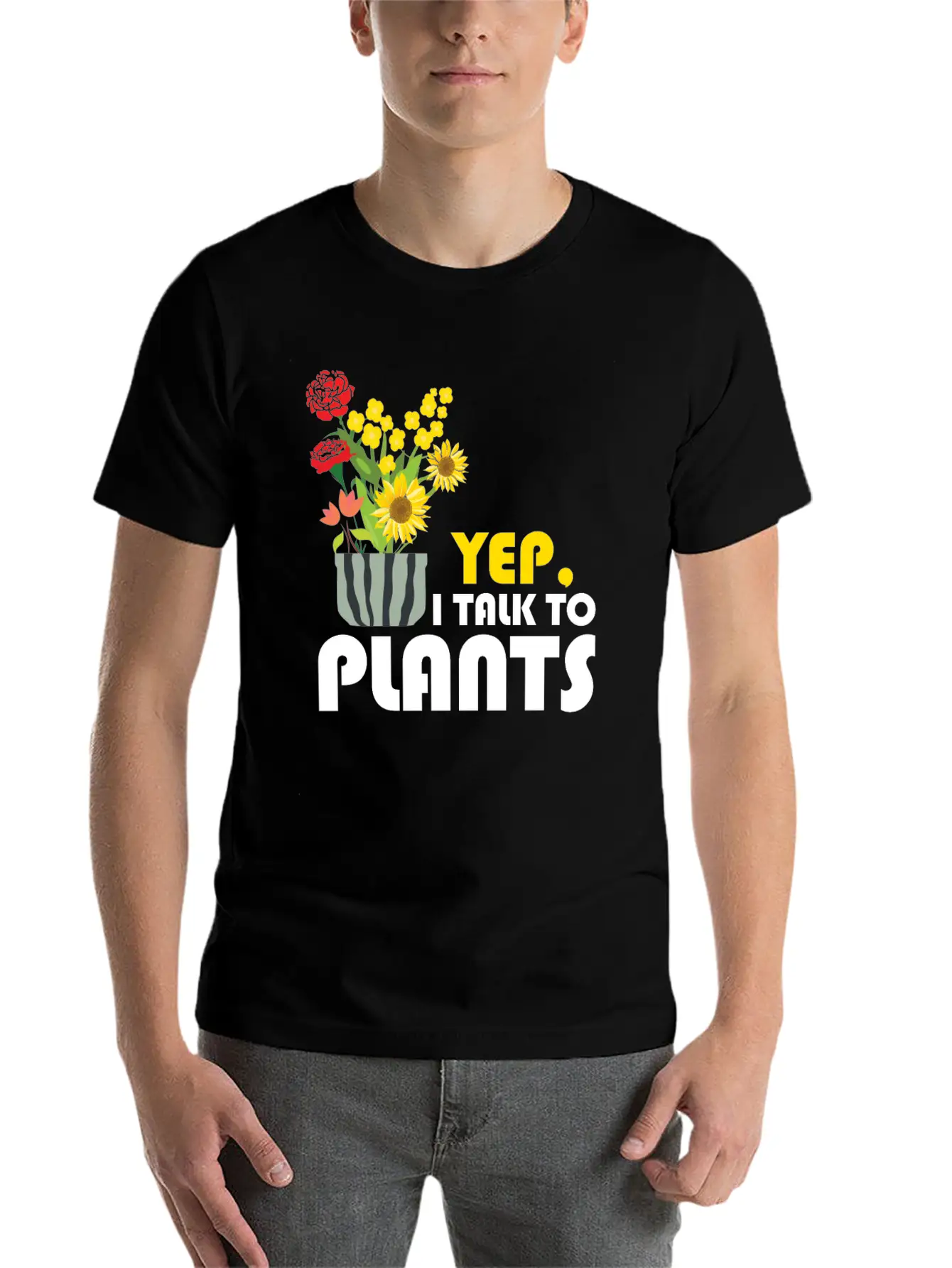 Yep I Talk To Plants Gardener Gardening Funny Gift Unisex Short Sleeve Soft Cotton T-Shirt – Casual Everyday Wear