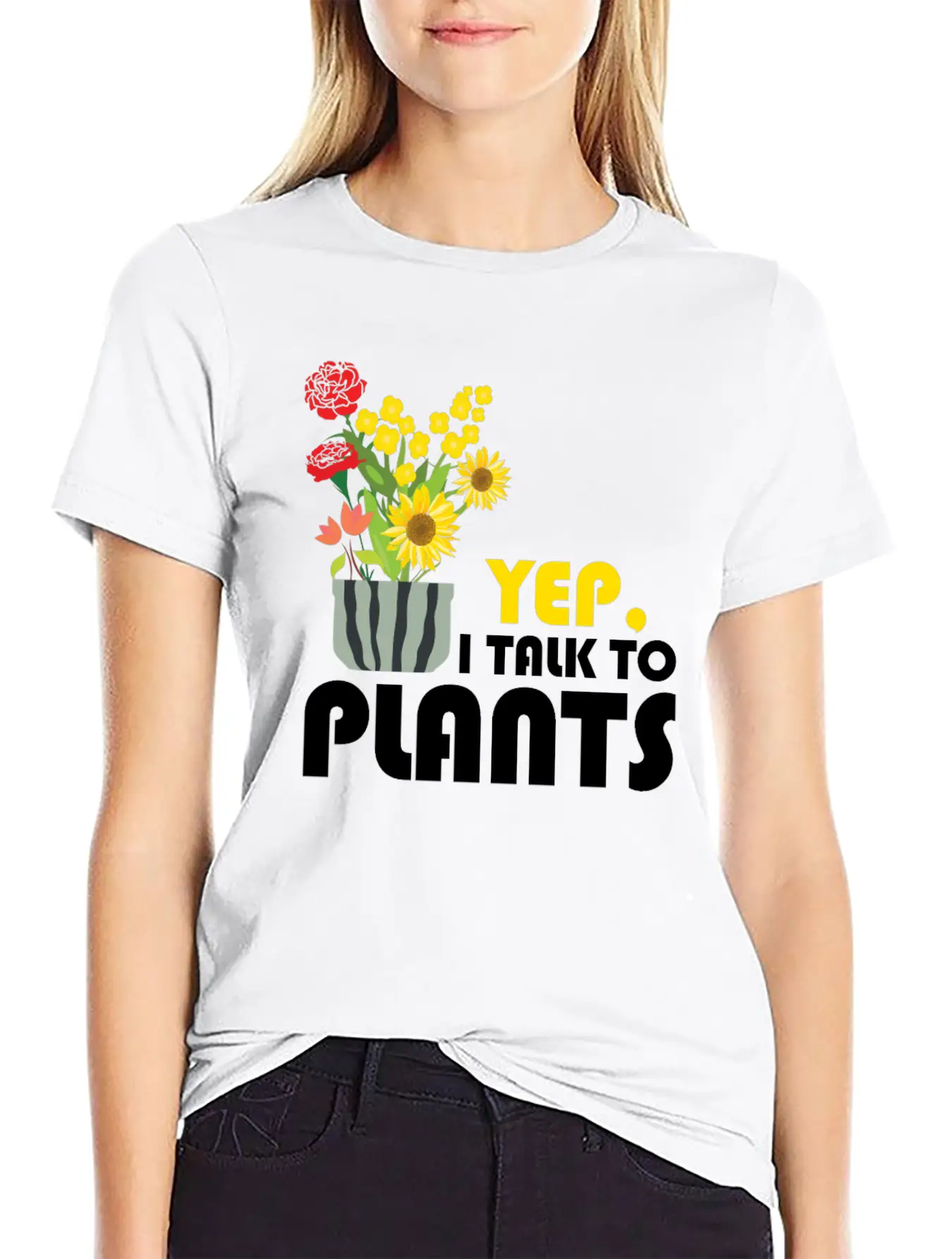 Yep I Talk To Plants Gardener Gardening Funny Gift Unisex Short Sleeve Soft Cotton T-Shirt – Casual Everyday Wear