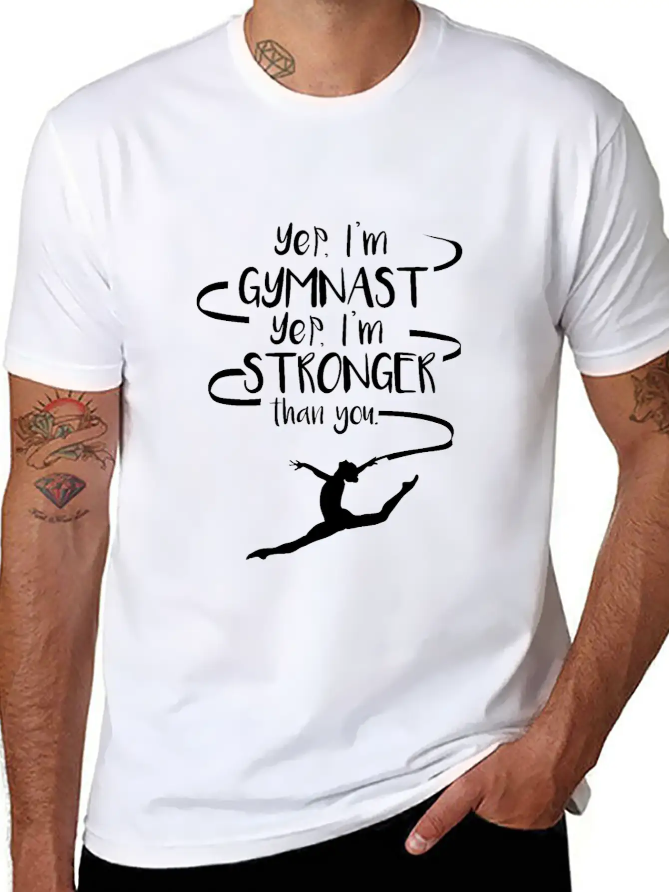 Yep I'm Gymnast Yep I'm Stronger Than You Men Comfortable Minimalist Graphic Tee – Summer Style Essential