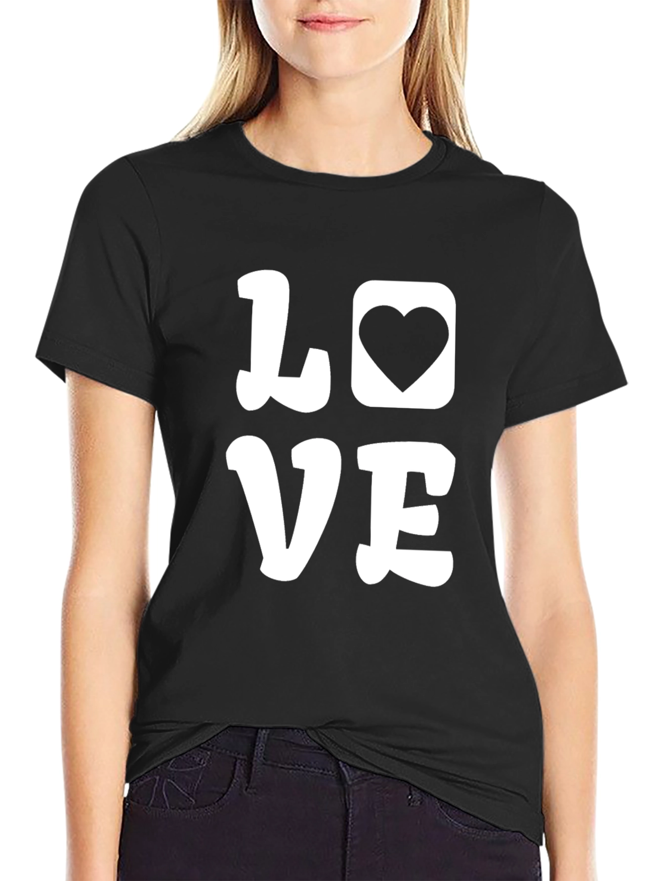 Love Heart Graphic Black T-Shirt - Casual Style