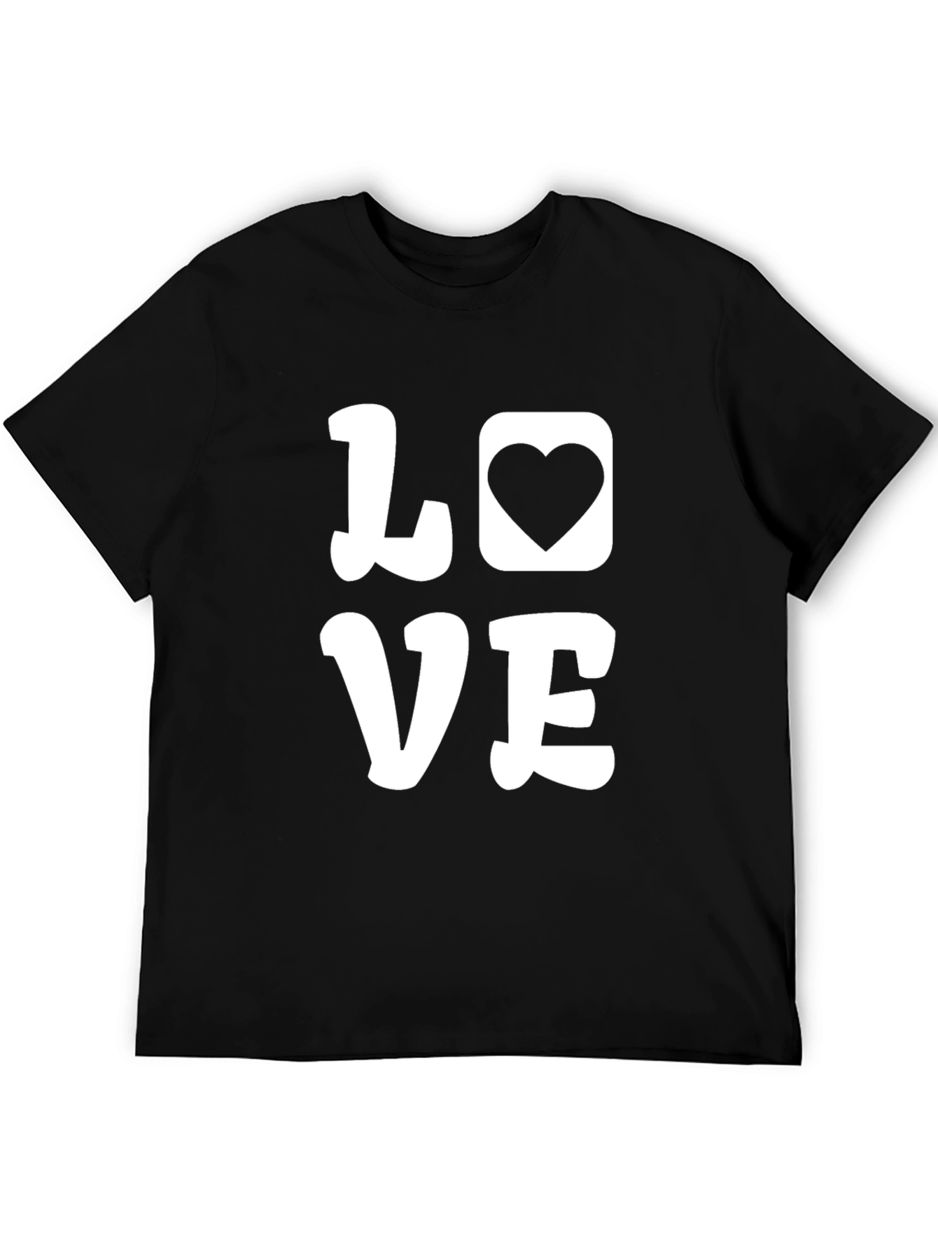 Love Heart Graphic Black T-Shirt - Casual Style