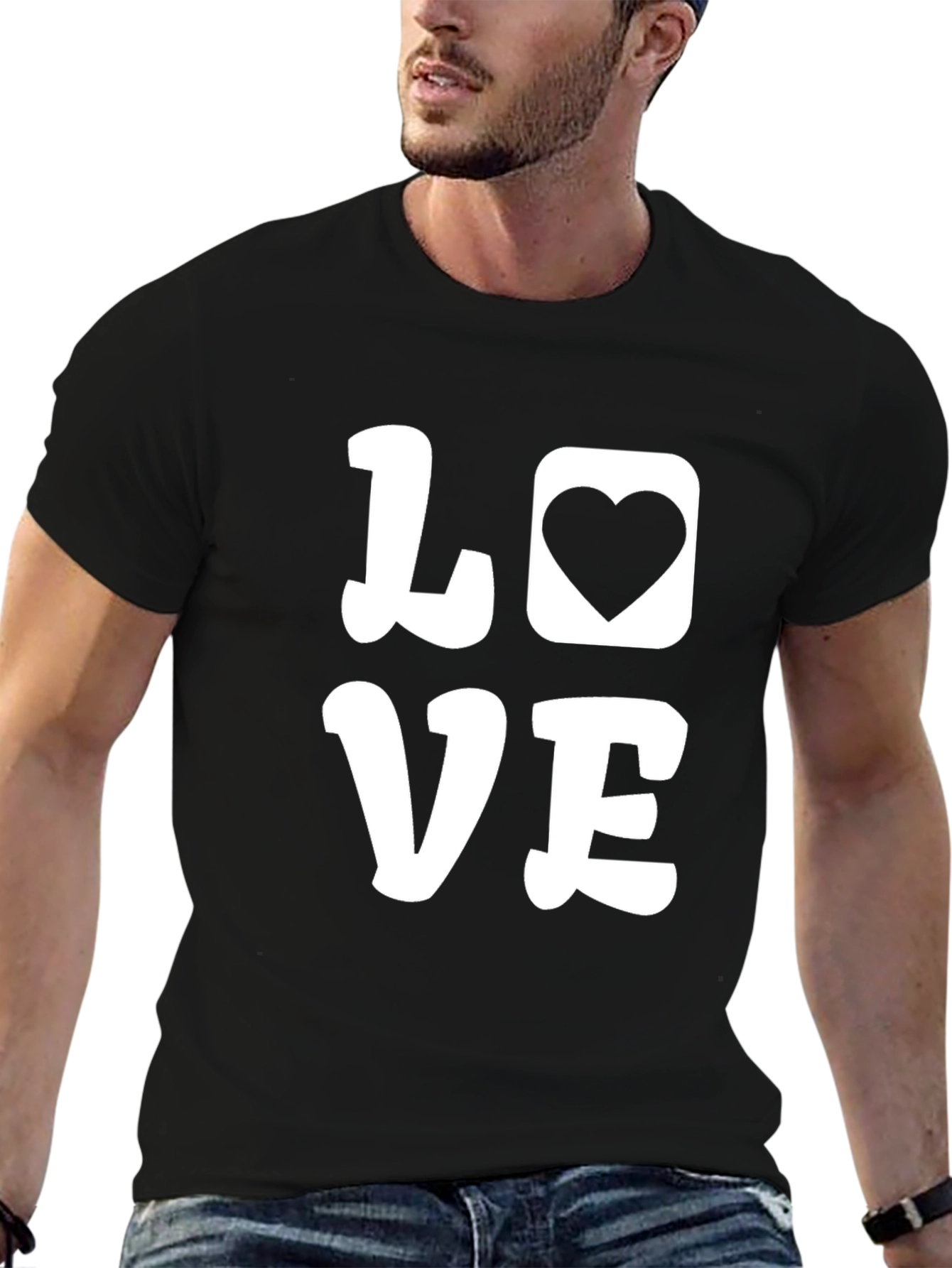 Love Heart Graphic Black T-Shirt - Casual Style