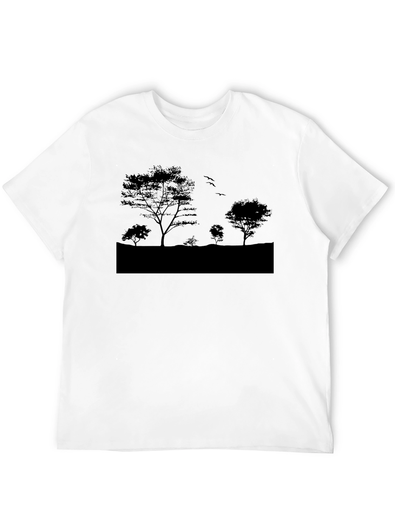 Nature Silhouette Graphic Tee - Black Cotton Blend