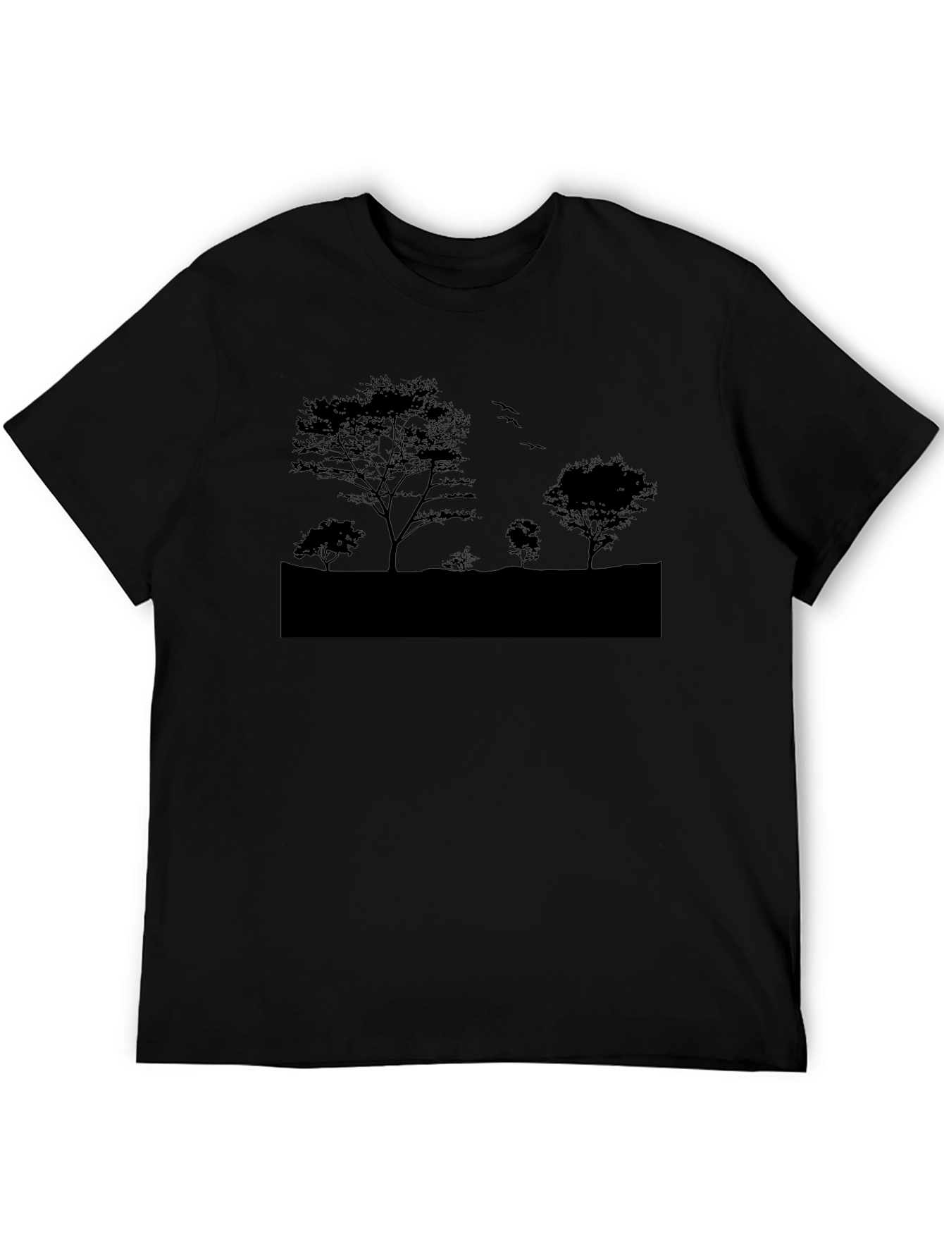 Nature Silhouette Graphic Tee - Black Cotton Blend
