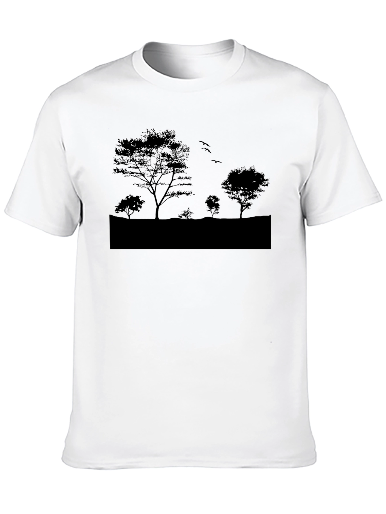 Nature Silhouette Graphic Tee - Black Cotton Blend