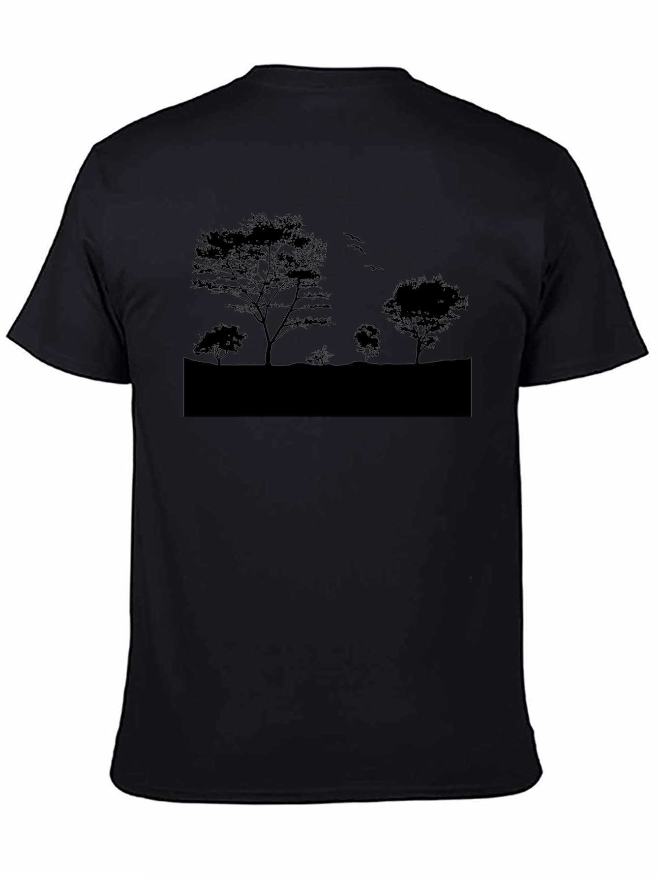 Nature Silhouette Graphic Tee - Black Cotton Blend
