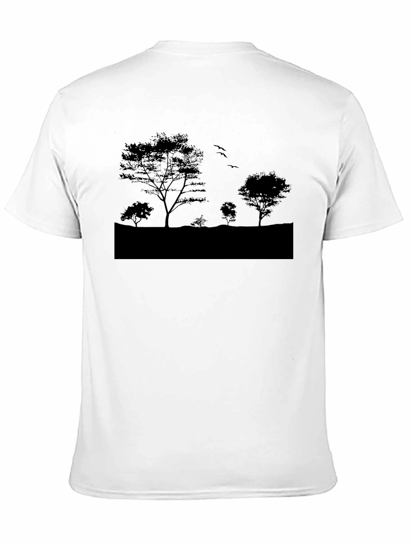 Nature Silhouette Graphic Tee - Black Cotton Blend