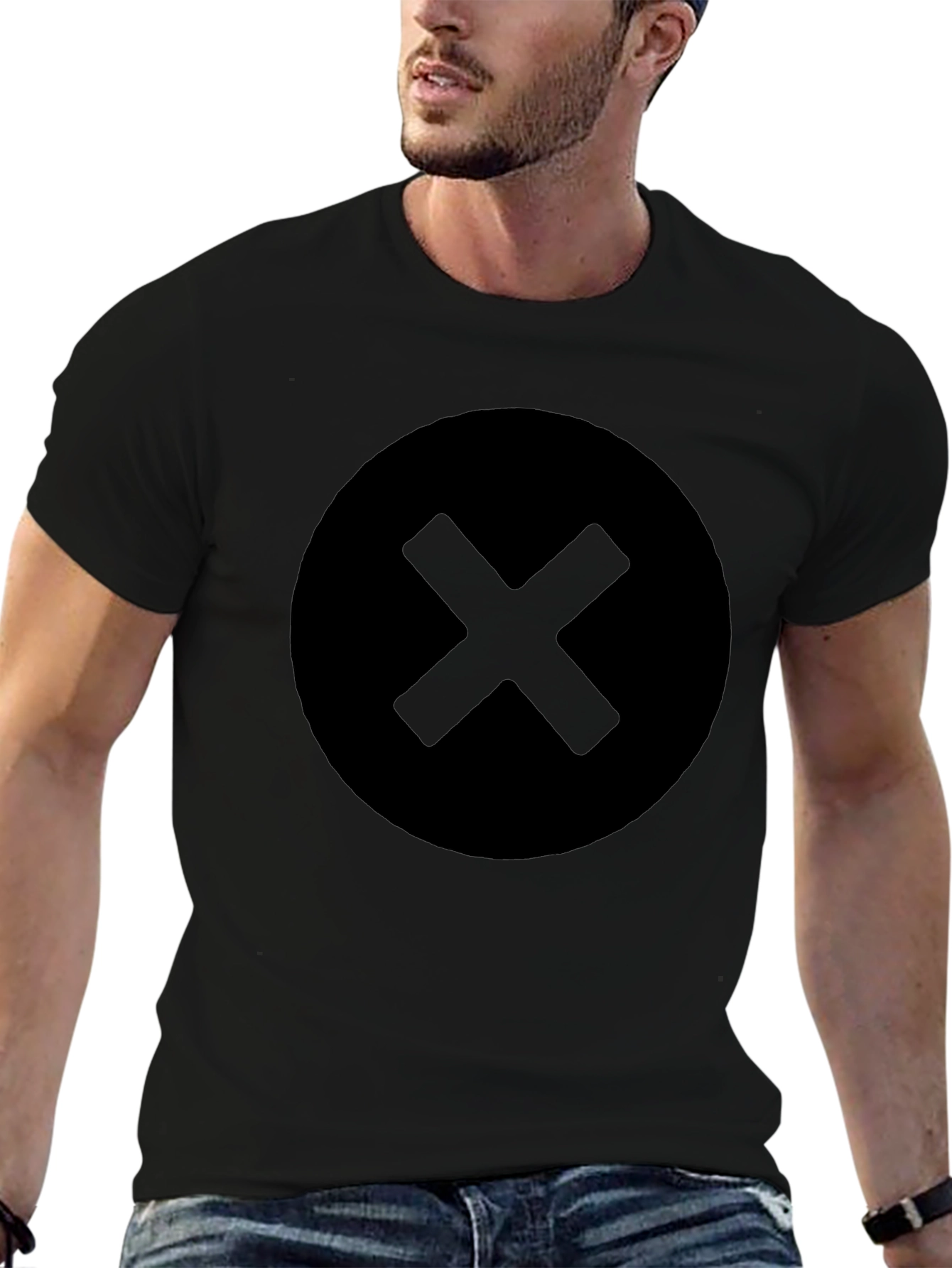 Minimalist Black Circle X Graphic Tee