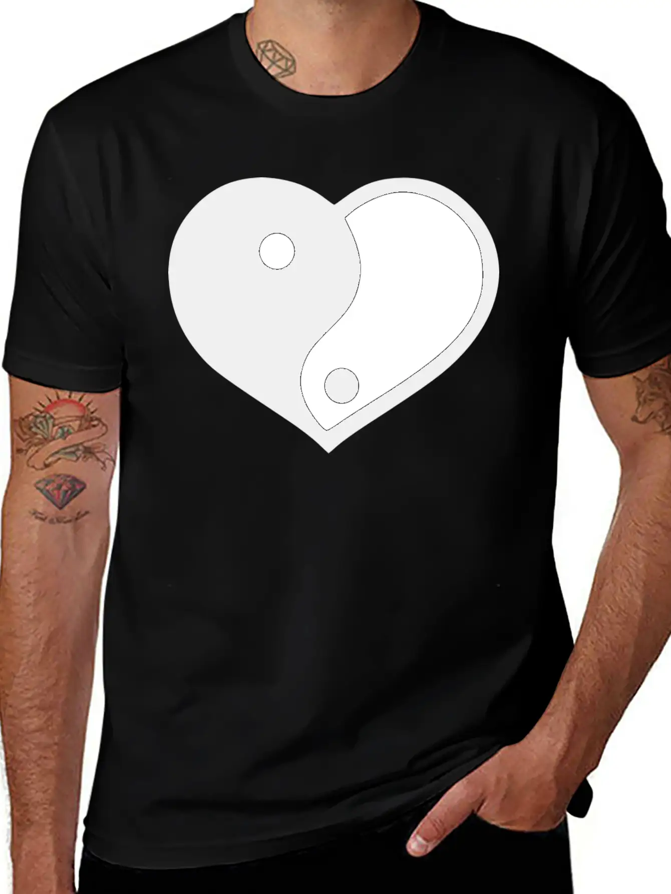 Yin Yang Heart Stylish Everyday T-Shirt – Unisex Basic Cotton Tee