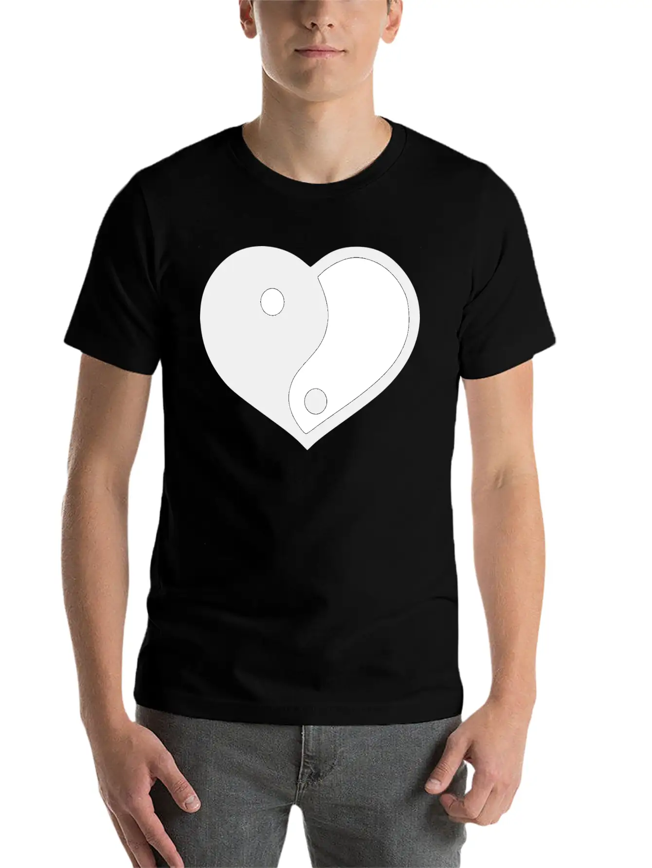 Yin Yang Heart Stylish Everyday T-Shirt – Unisex Basic Cotton Tee
