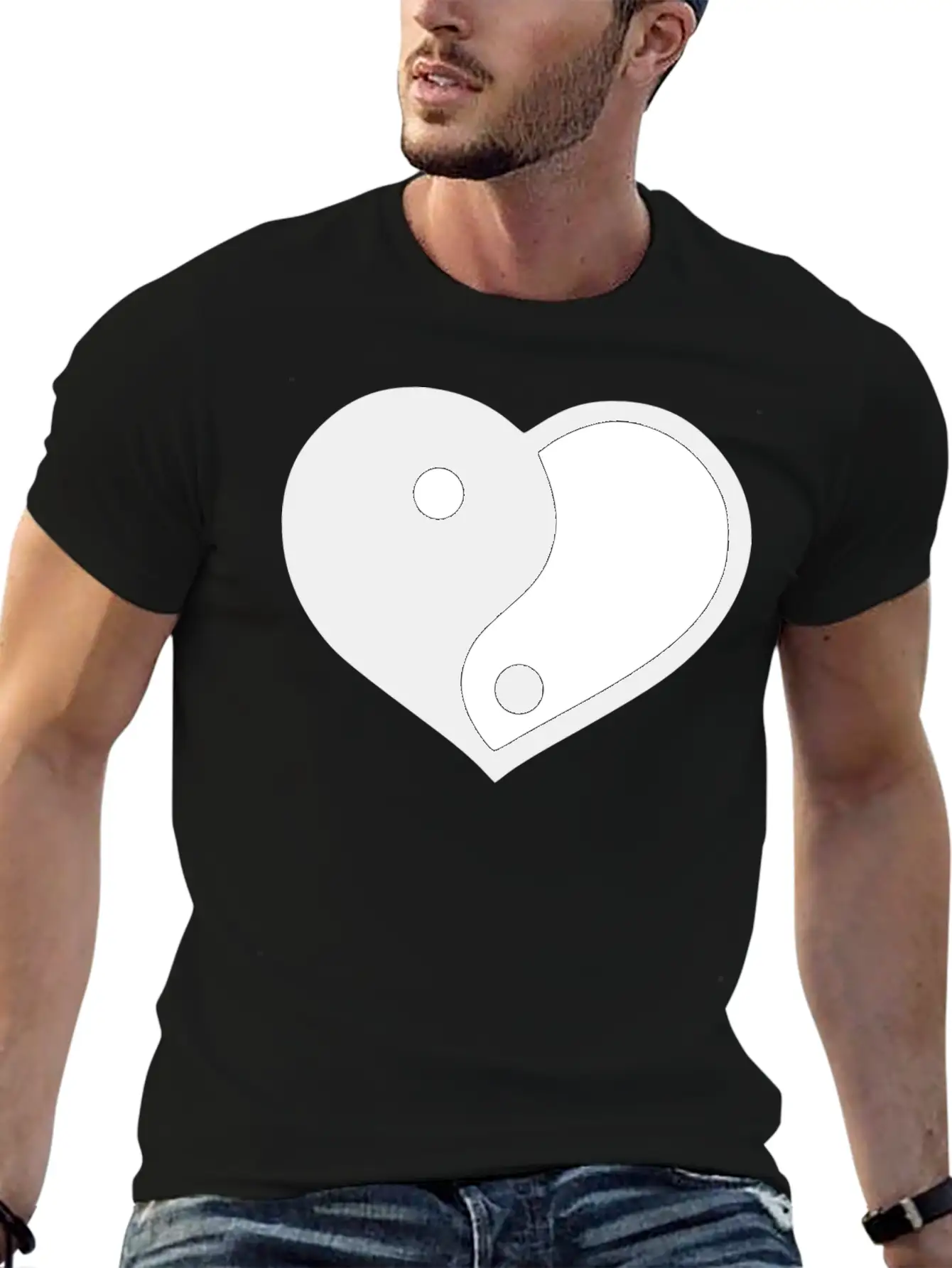 Yin Yang Heart Stylish Everyday T-Shirt – Unisex Basic Cotton Tee