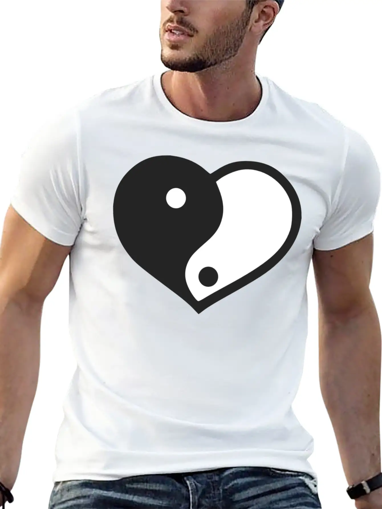 Yin Yang Heart Stylish Everyday T-Shirt – Unisex Basic Cotton Tee