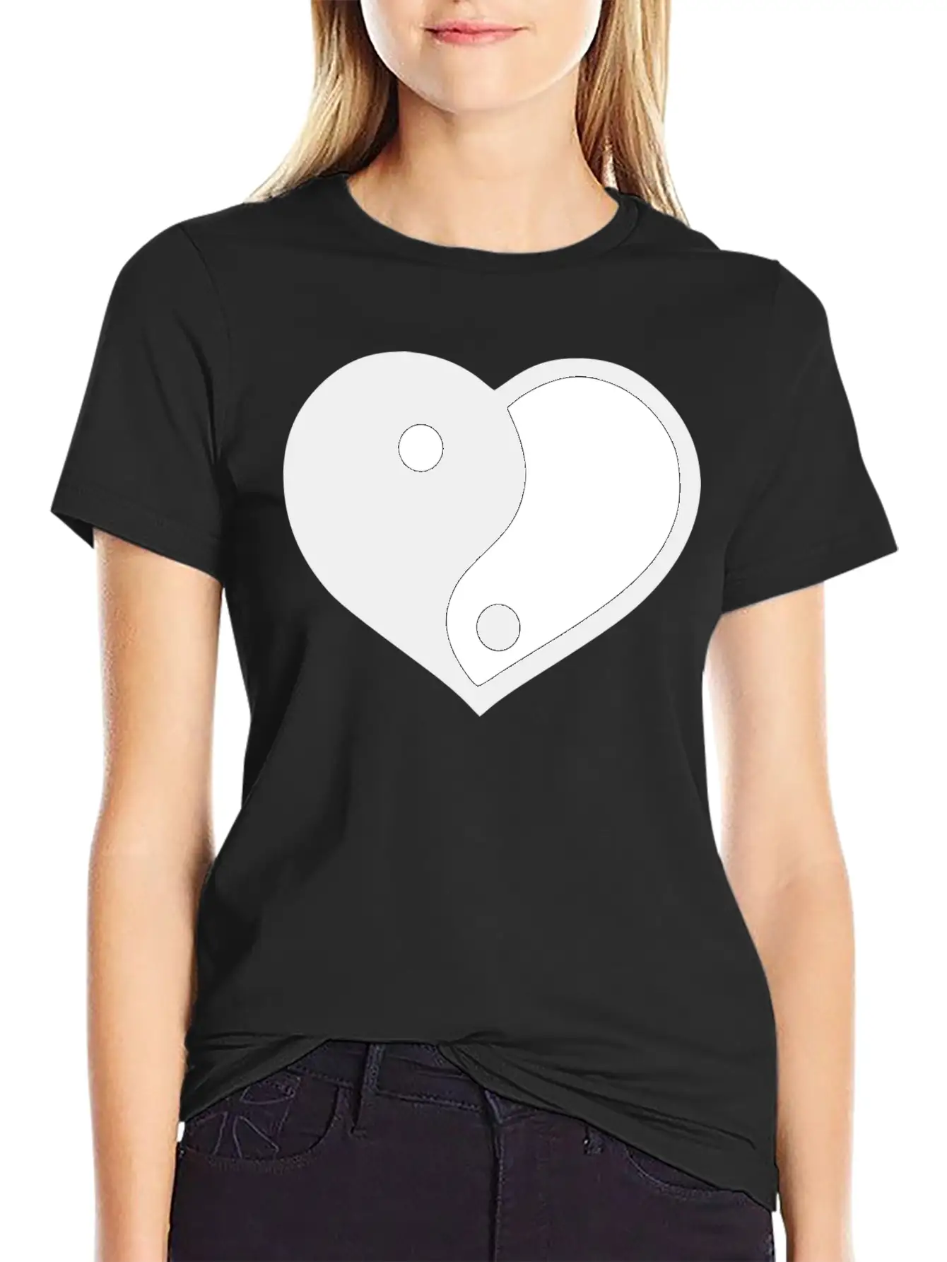 Yin Yang Heart Stylish Everyday T-Shirt – Unisex Basic Cotton Tee