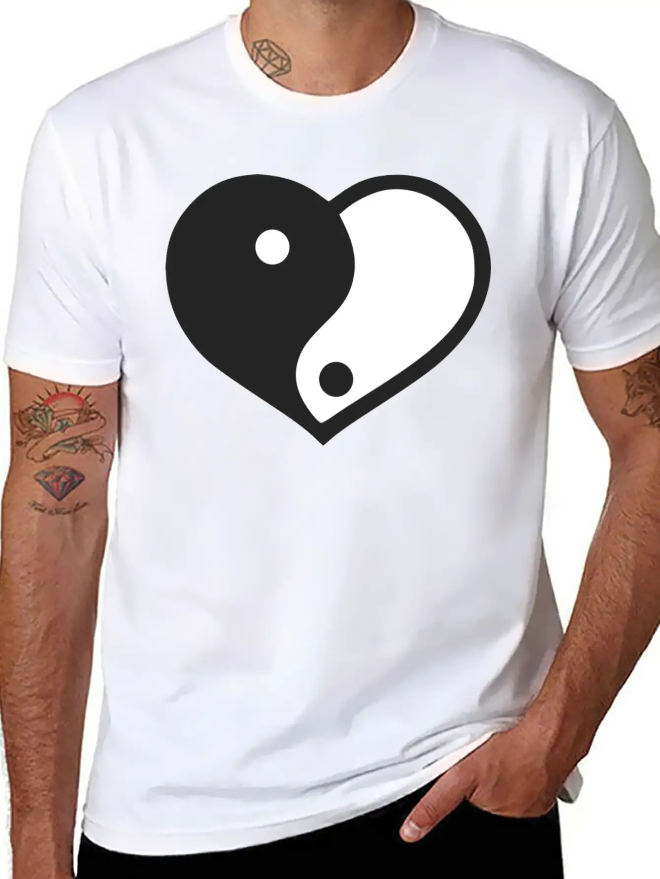 Yin Yang Heart Stylish Everyday T-Shirt – Unisex Basic Cotton Tee