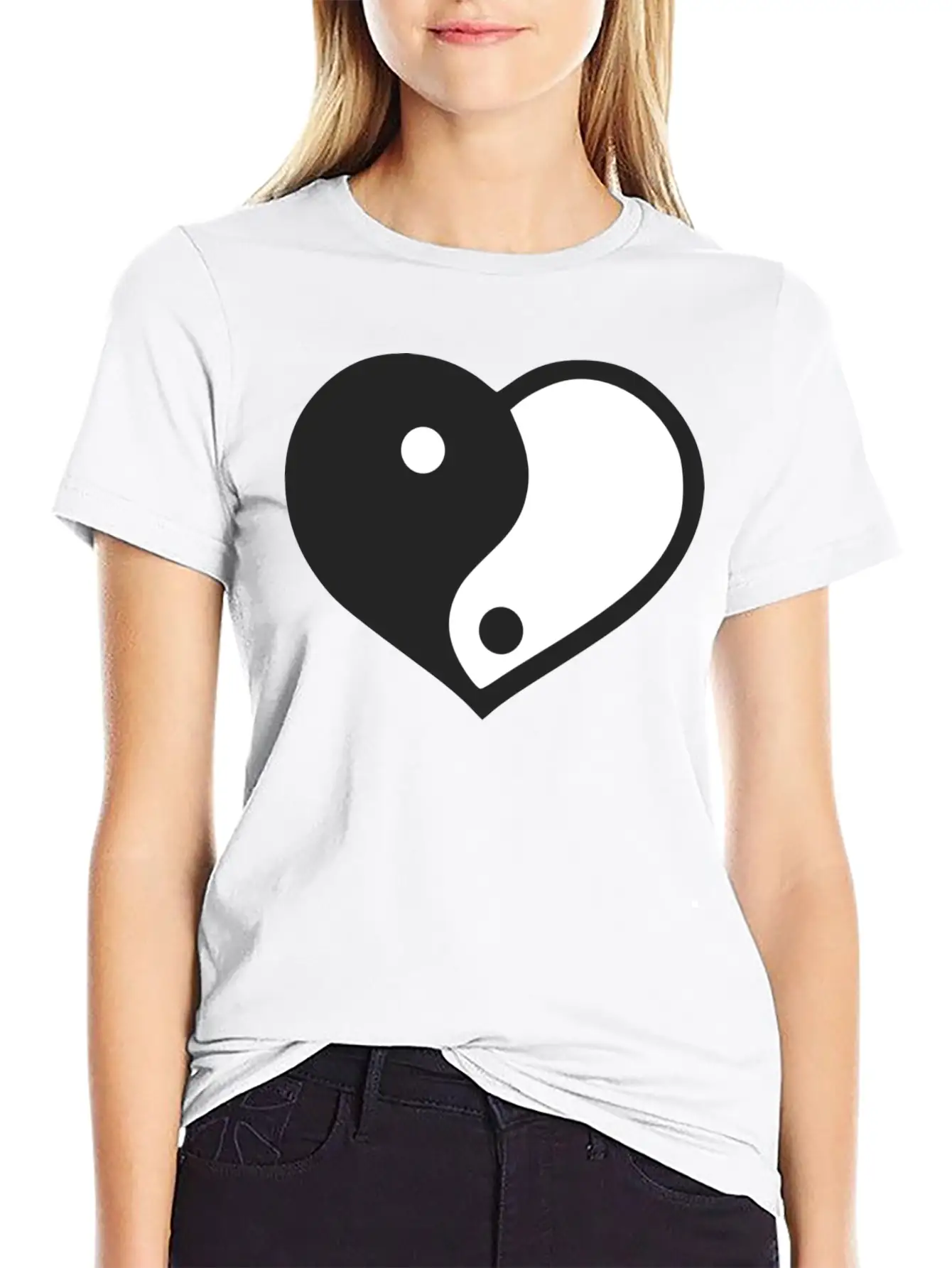Yin Yang Heart Stylish Everyday T-Shirt – Unisex Basic Cotton Tee