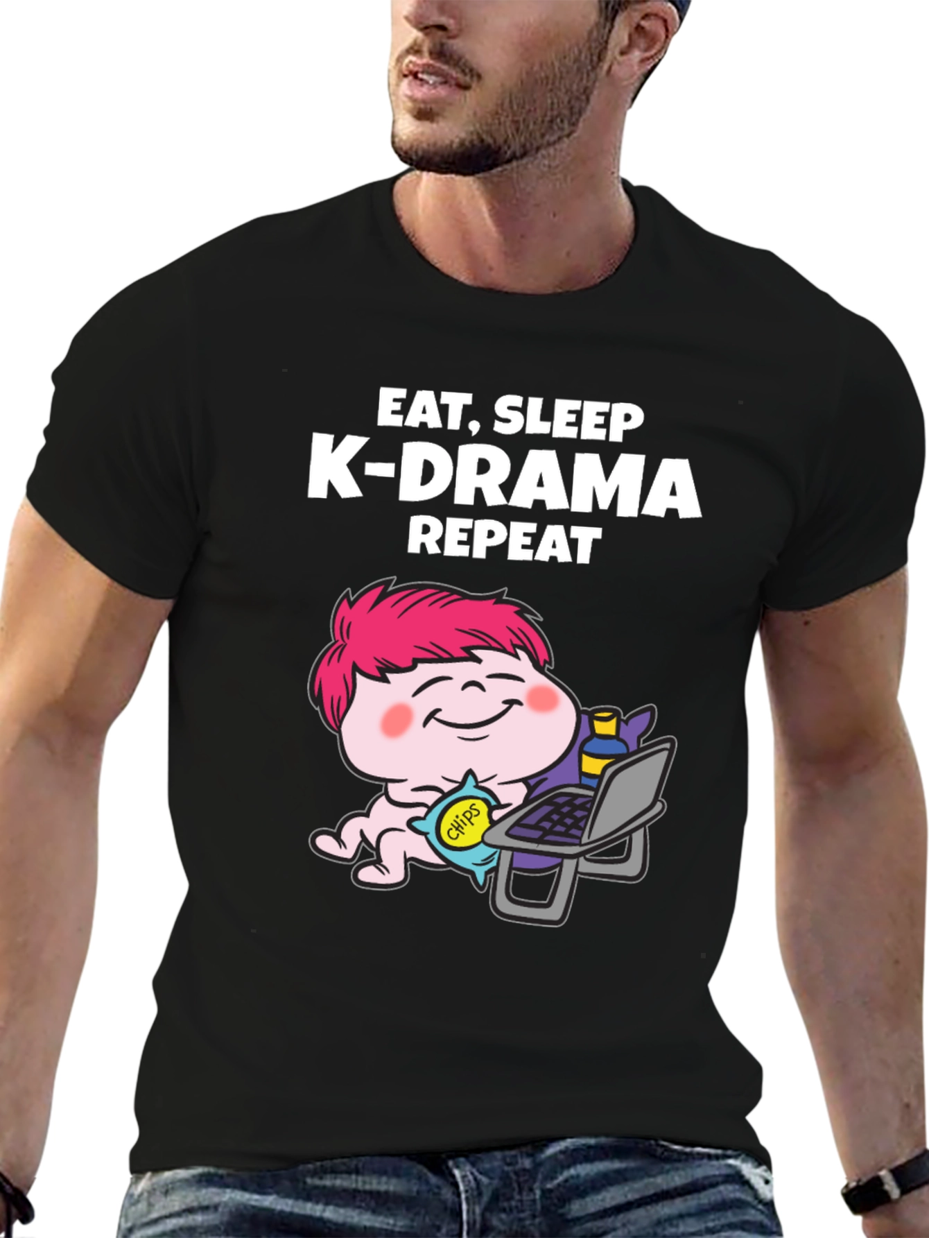 Eat Sleep K-Drama Repeat Graphic Tee