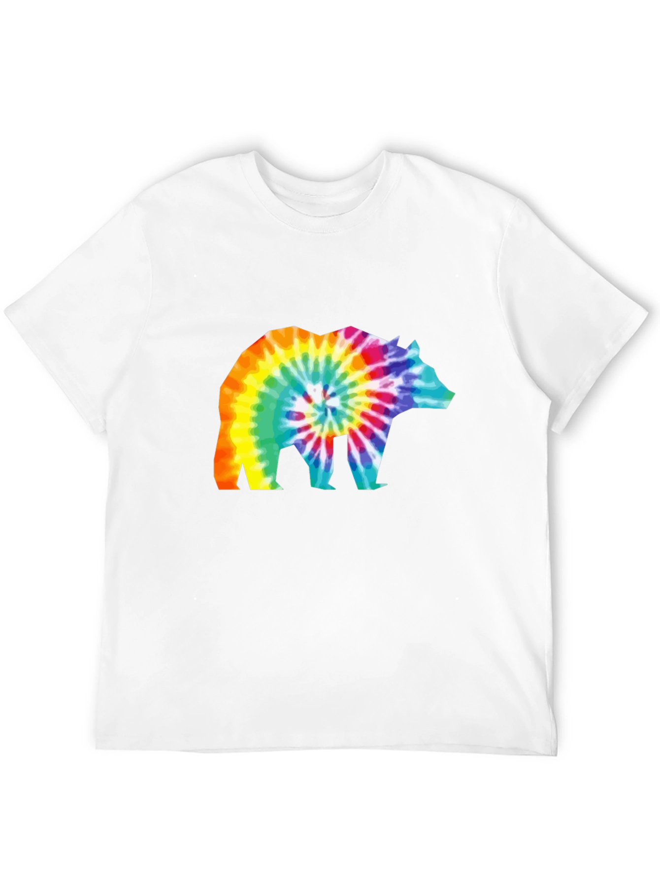 Tie-Dye Bear Graphic T-Shirt - Black Cotton Tee