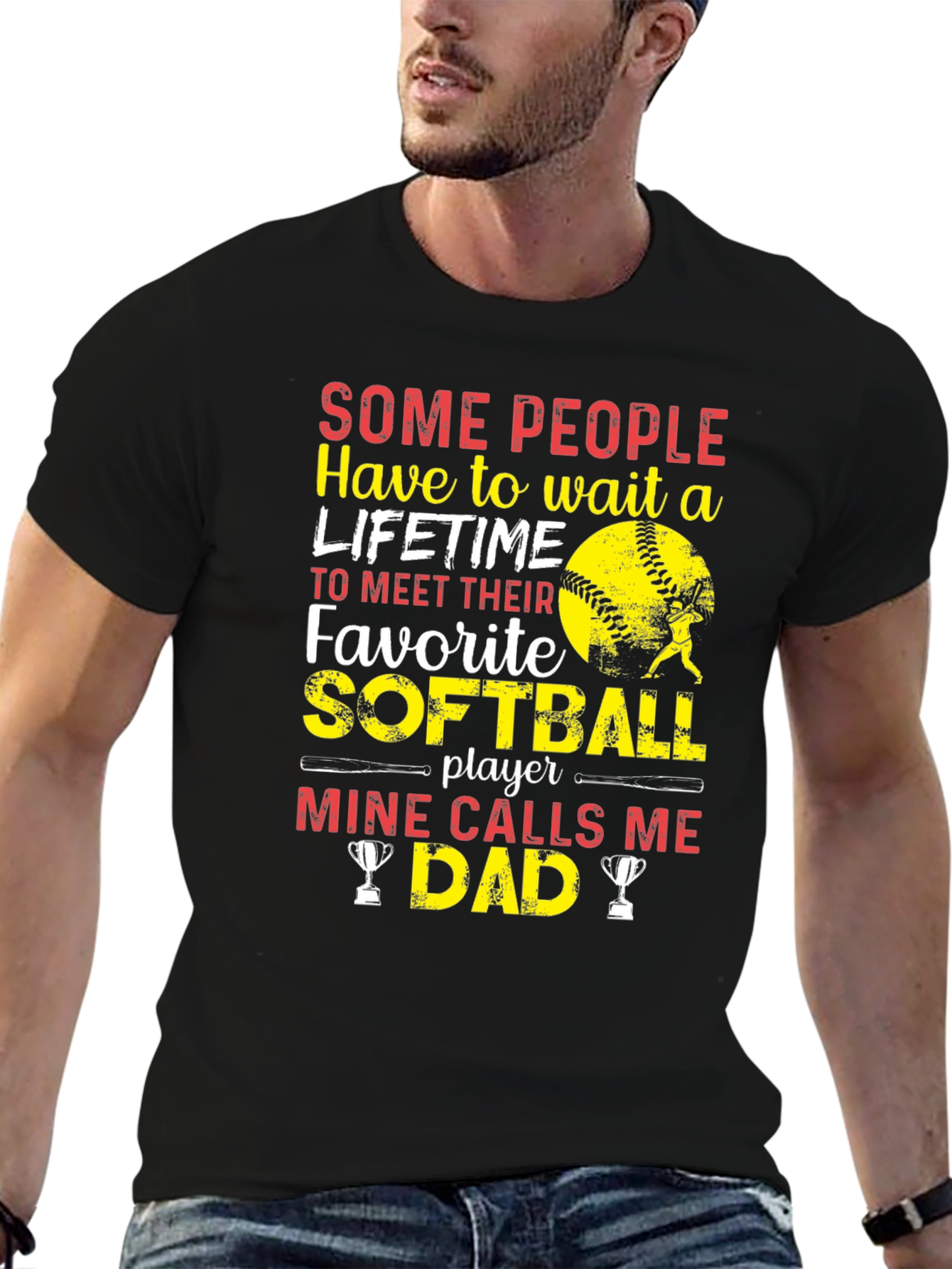 Softball Dad T-Shirt - Gift for Baseball Fathers