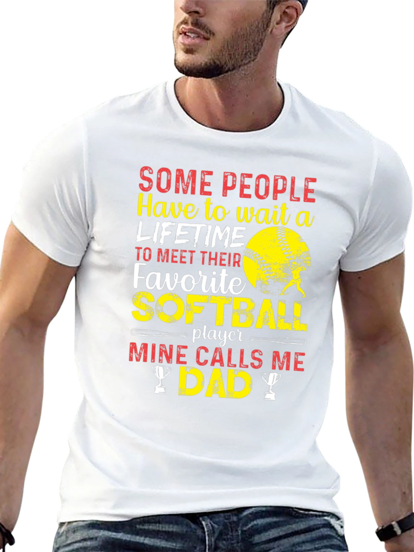 Softball Dad T-Shirt - Gift for Baseball Fathers