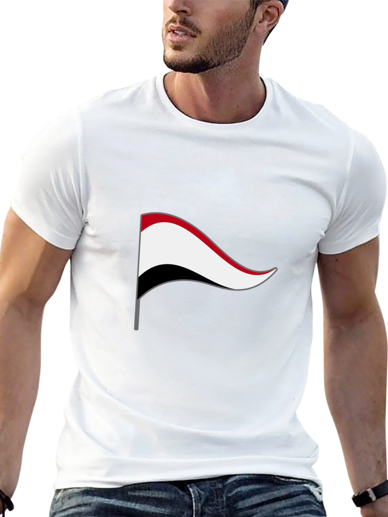 Yemen Flag Graphic Tee - Black Cotton T-Shirt