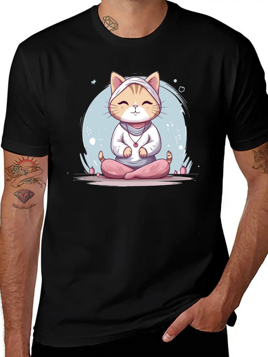 Yoga Cat Meditation Unisex Short Sleeve Soft Cotton T-Shirt – Casual Everyday Wear