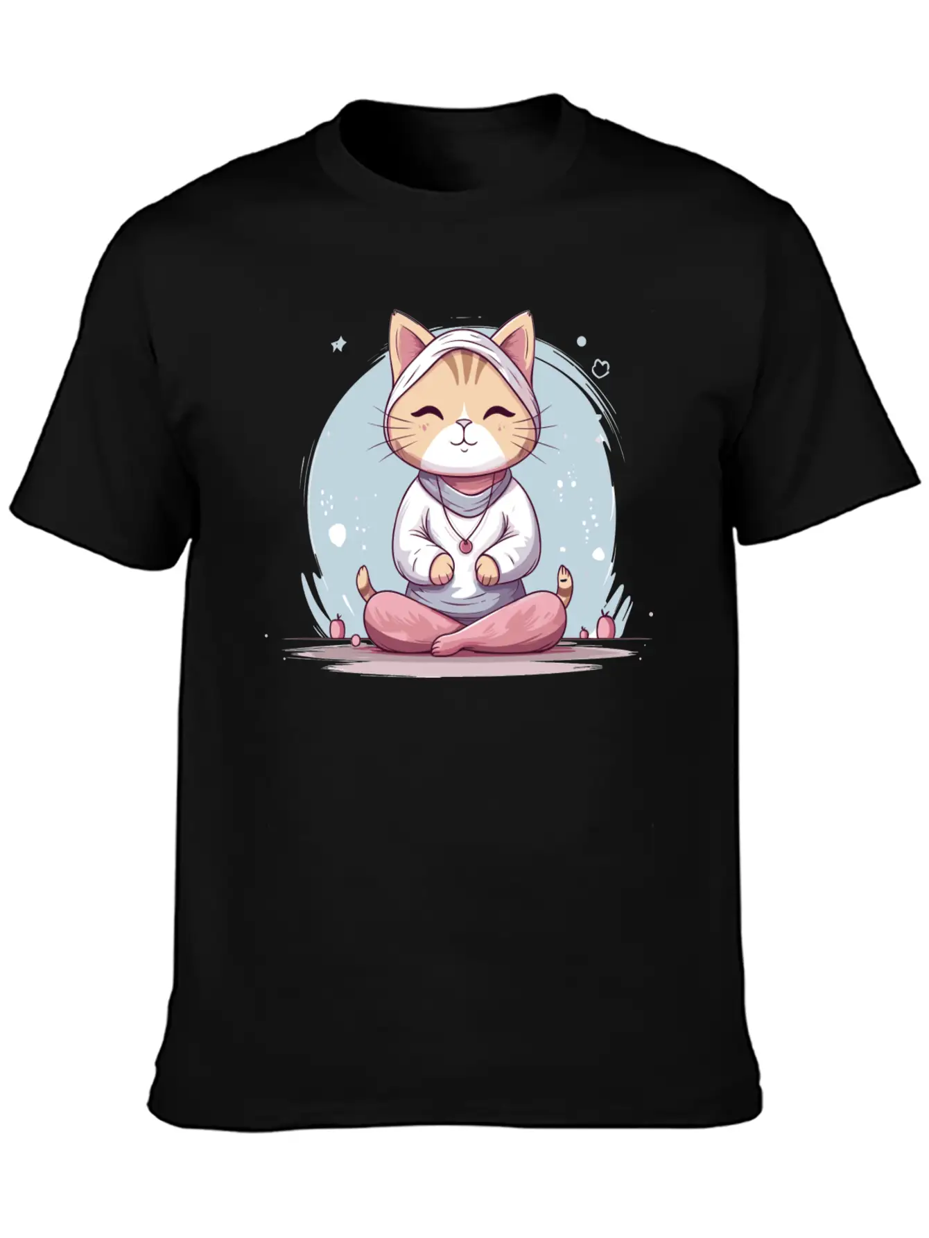 Yoga Cat Meditation Unisex Short Sleeve Soft Cotton T-Shirt – Casual Everyday Wear