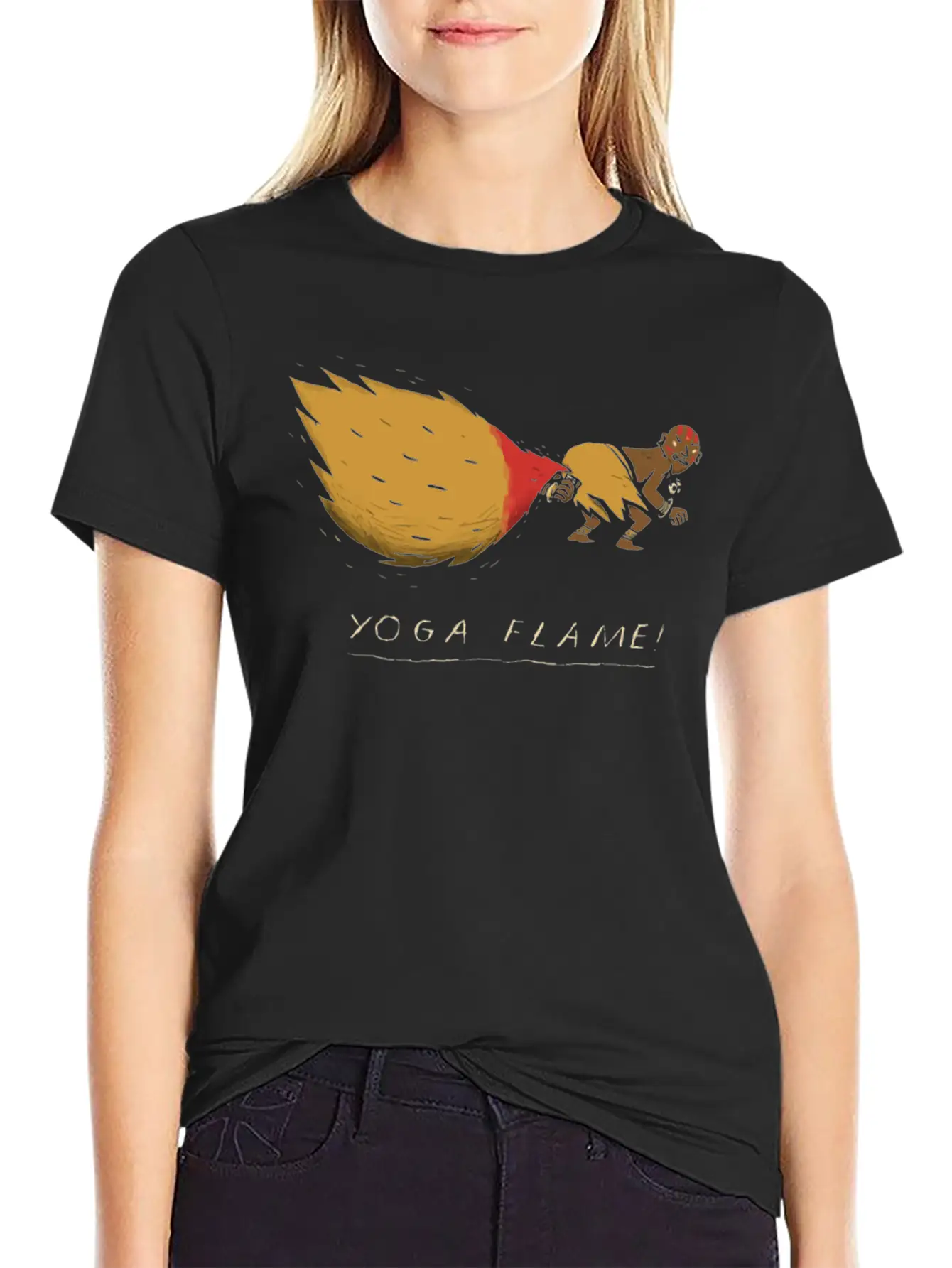 Yoga Flame Comfortable Minimalist Graphic Tee – Summer Style Essential