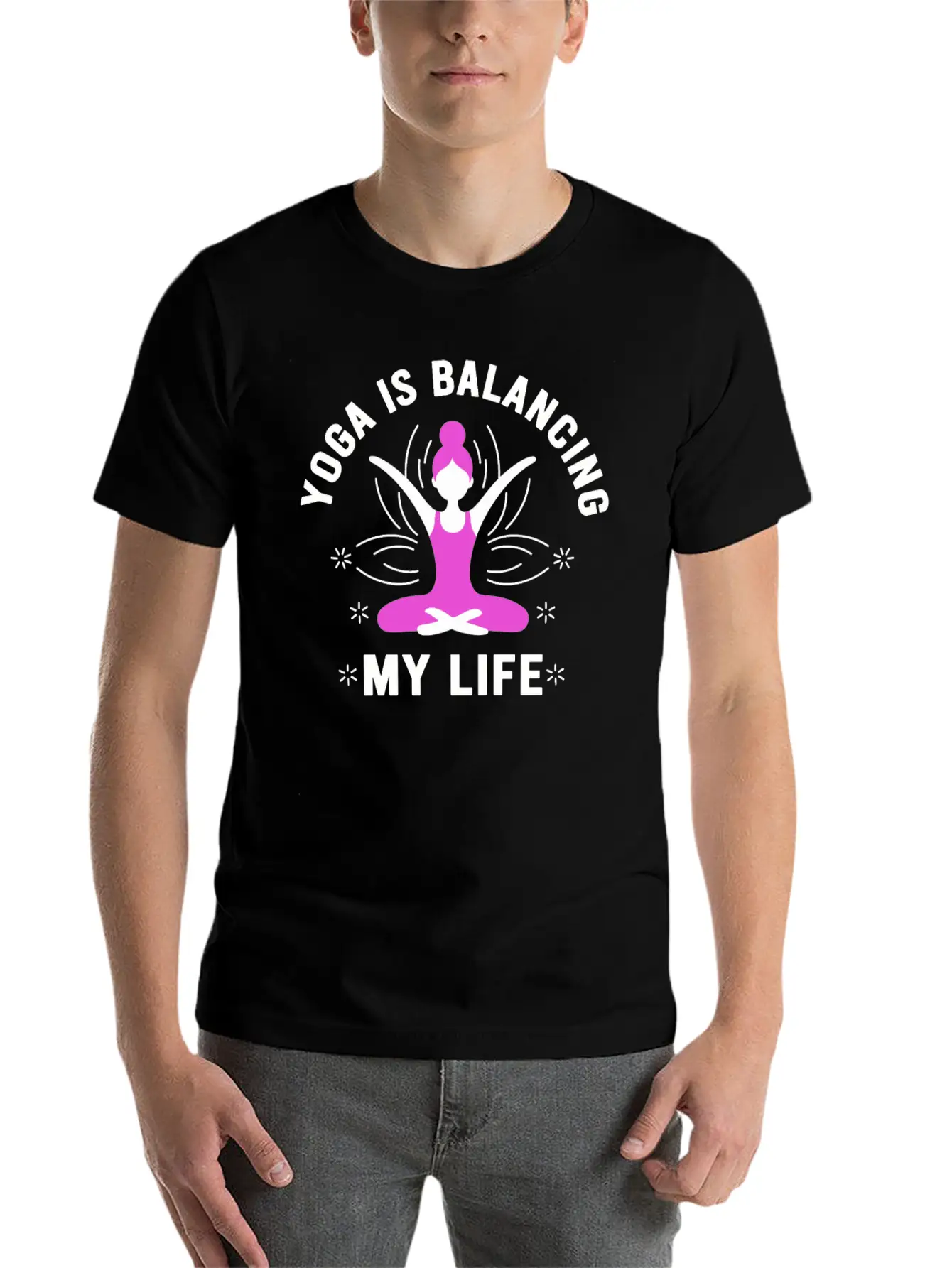 Yoga Is Balancing My Life Unisex Short Sleeve Soft Cotton T-Shirt – Casual Everyday Wear