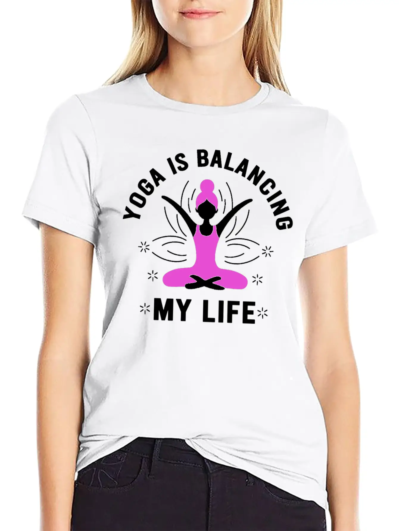 Yoga Is Balancing My Life Unisex Short Sleeve Soft Cotton T-Shirt – Casual Everyday Wear