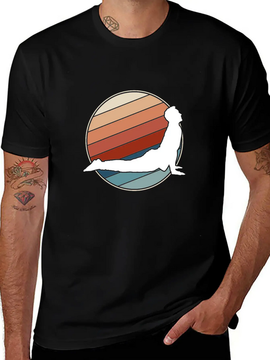 Yoga Pose In Retro Style Unisex Short Sleeve Soft Cotton T-Shirt – Casual Everyday Wear