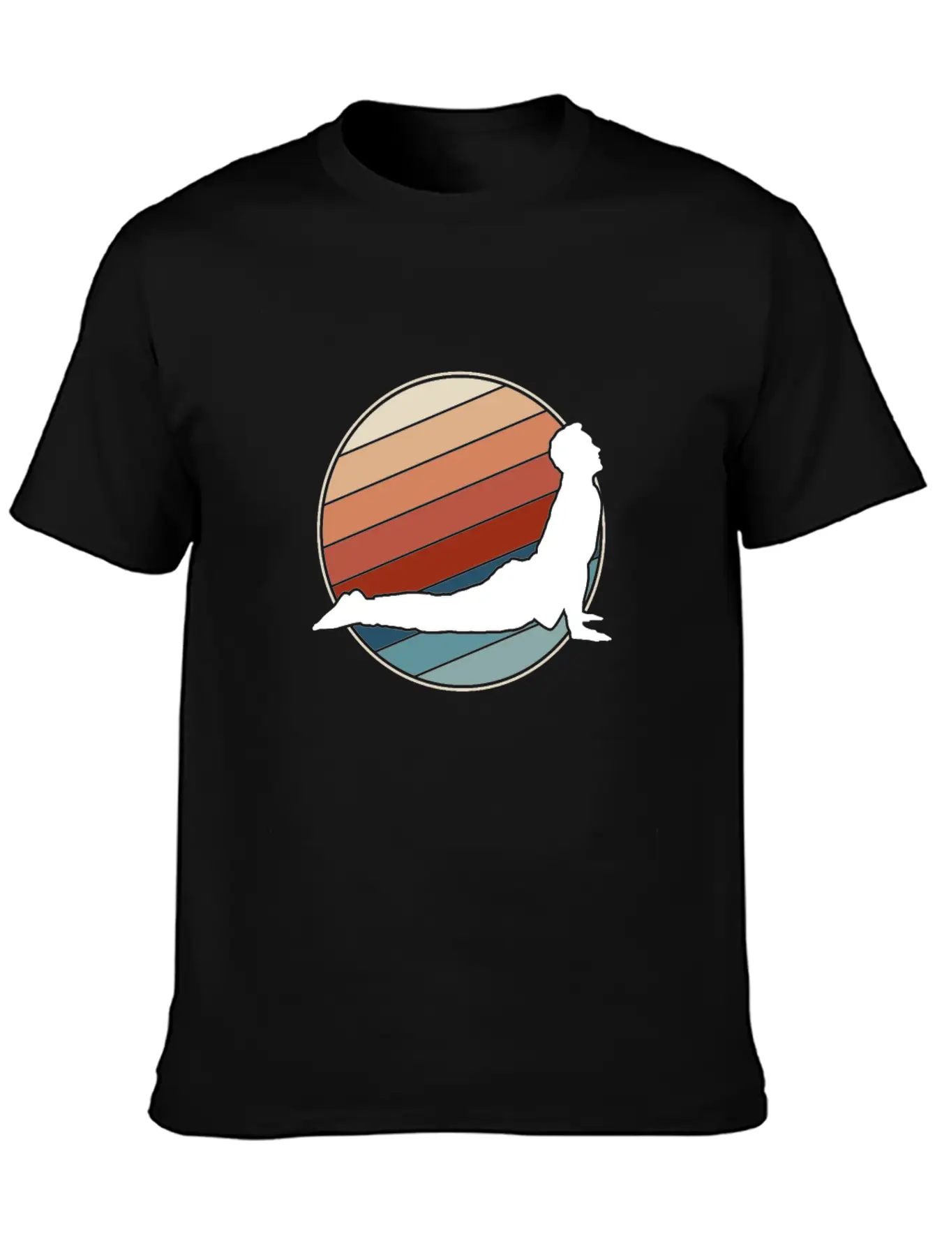 Yoga Pose In Retro Style Unisex Short Sleeve Soft Cotton T-Shirt – Casual Everyday Wear