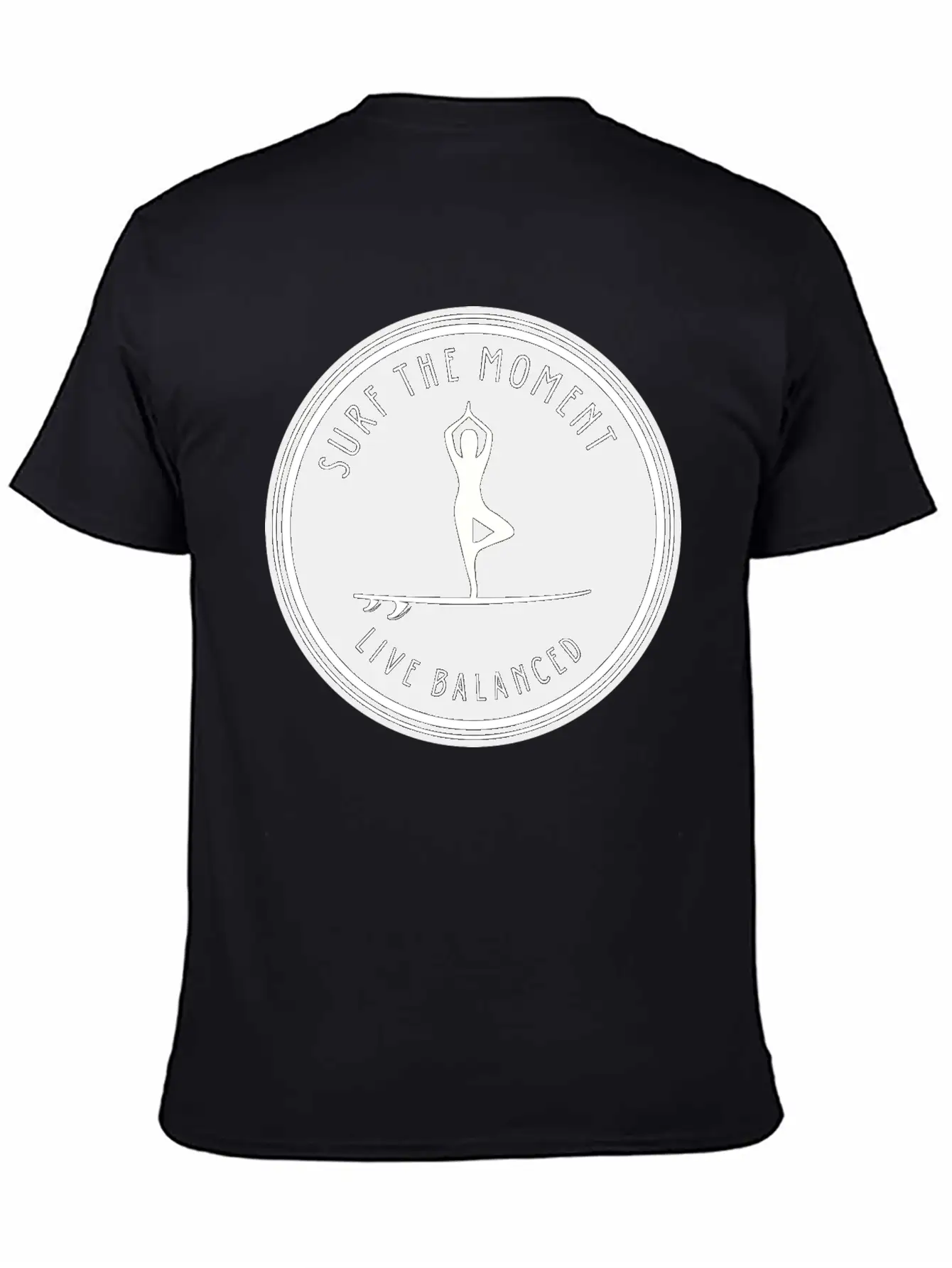 Yoga Pose On Surfboard Surf The Moment, Live Unisex Short Sleeve Soft Cotton T-Shirt – Casual Everyday Wear