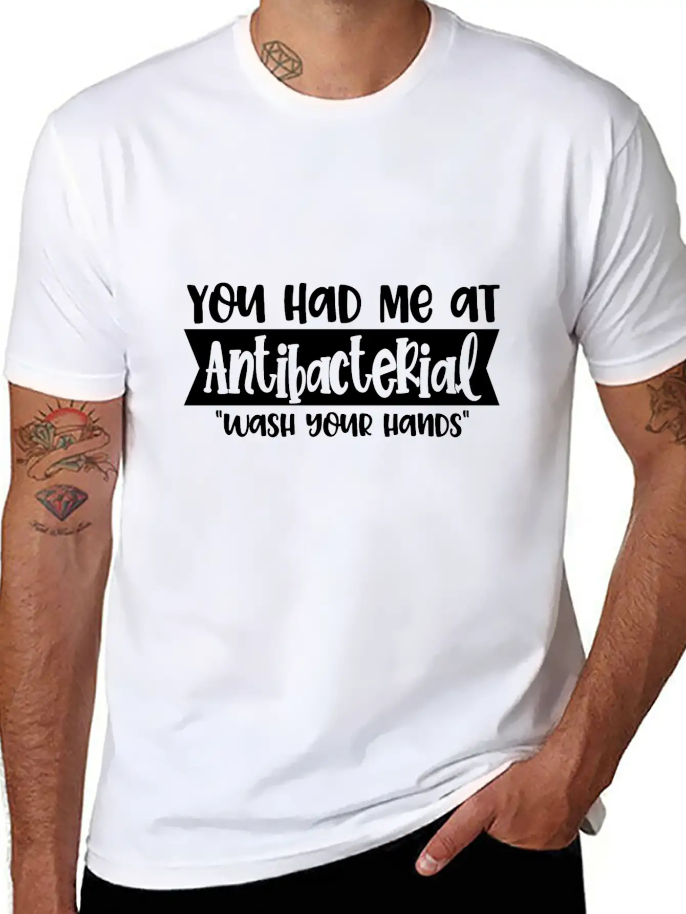 You Had Me At Antibacterial Funny Virus Meme Stylish Everyday T-Shirt – Unisex Basic Cotton Tee