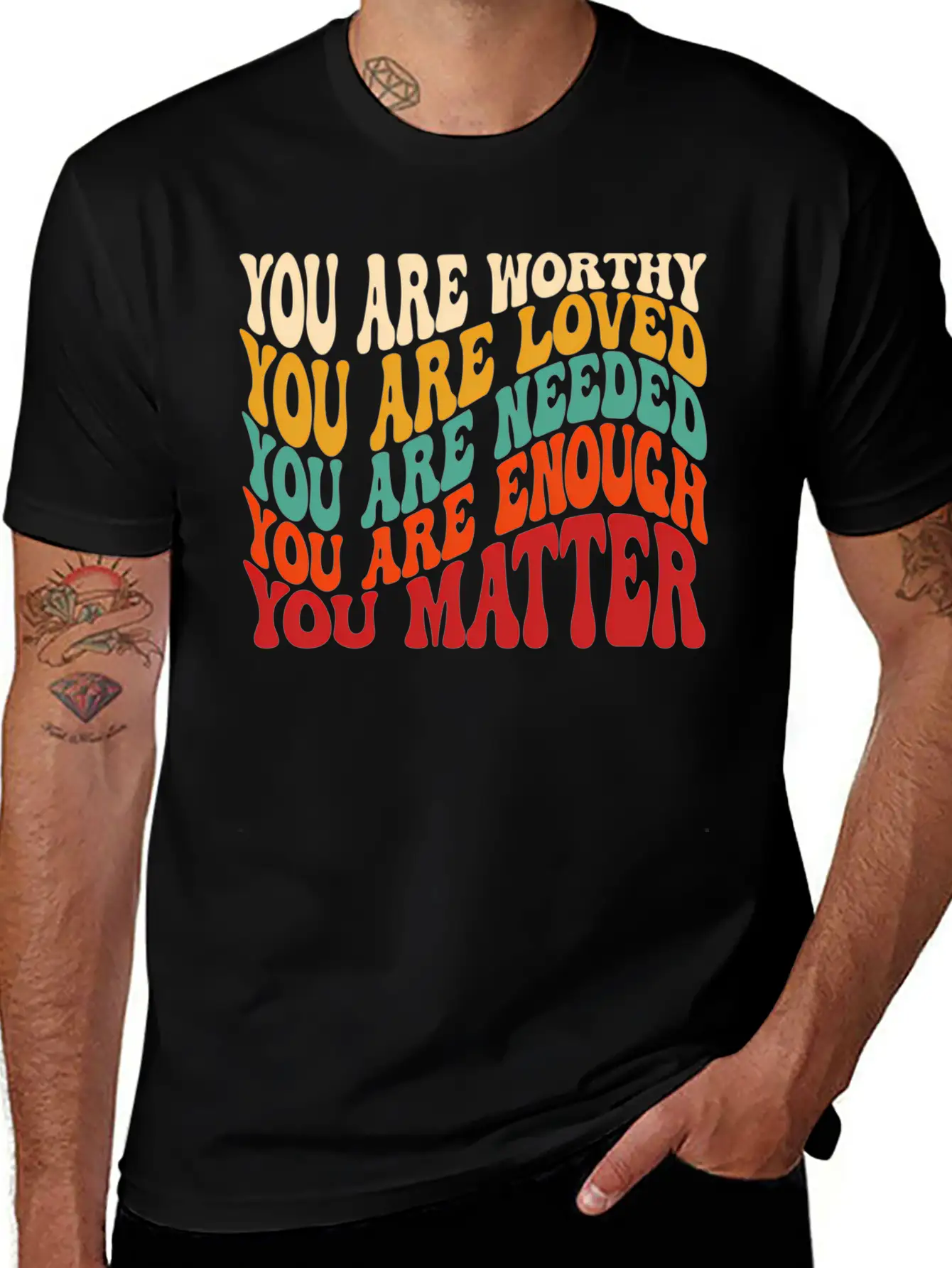 You Matter Kindness Be Kind Groovy Tal Health Awar Stylish Everyday T-Shirt – Unisex Basic Cotton Tee